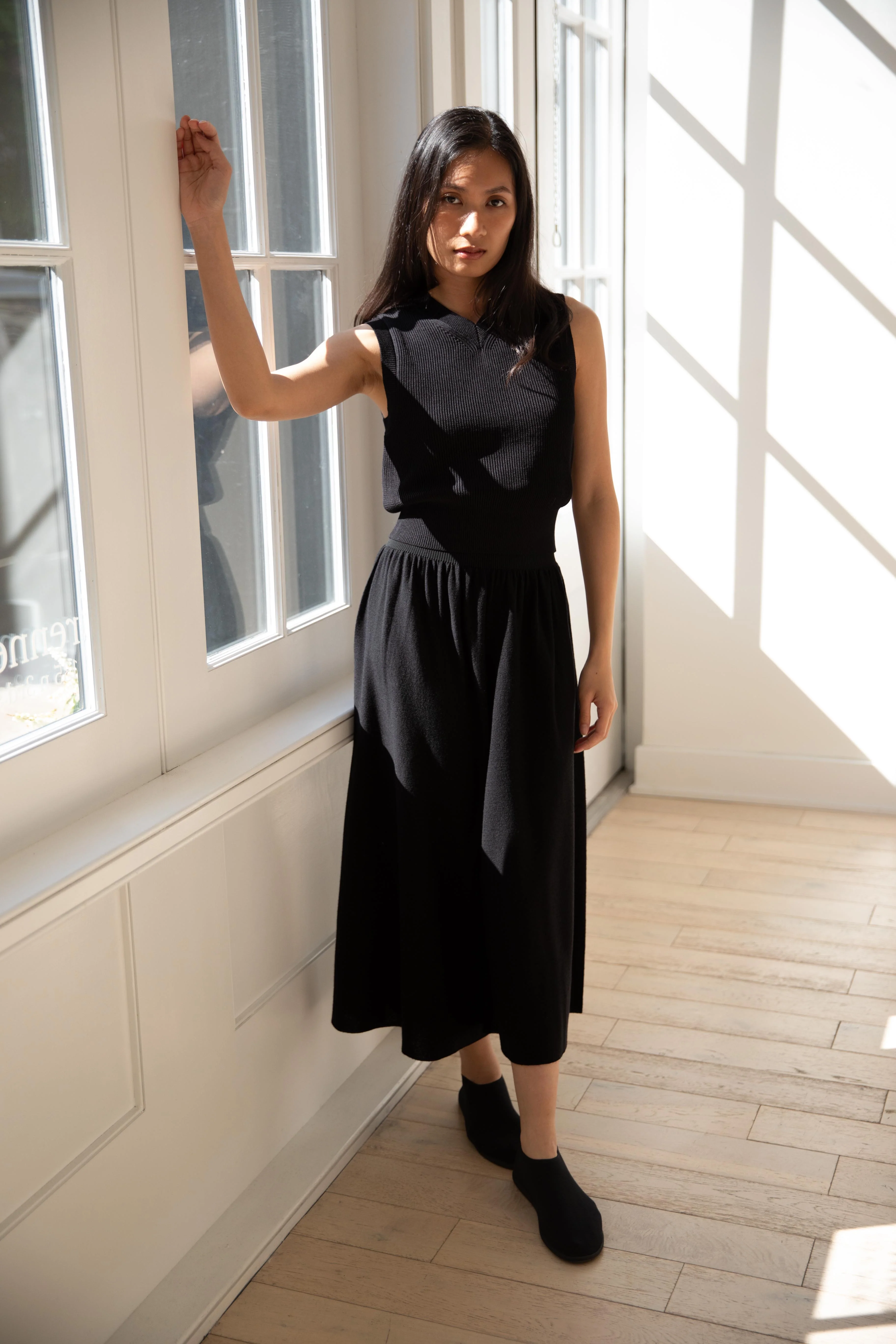 Cancellato Uniform | Light Wool Wide Leg Pants in Black - Image 28