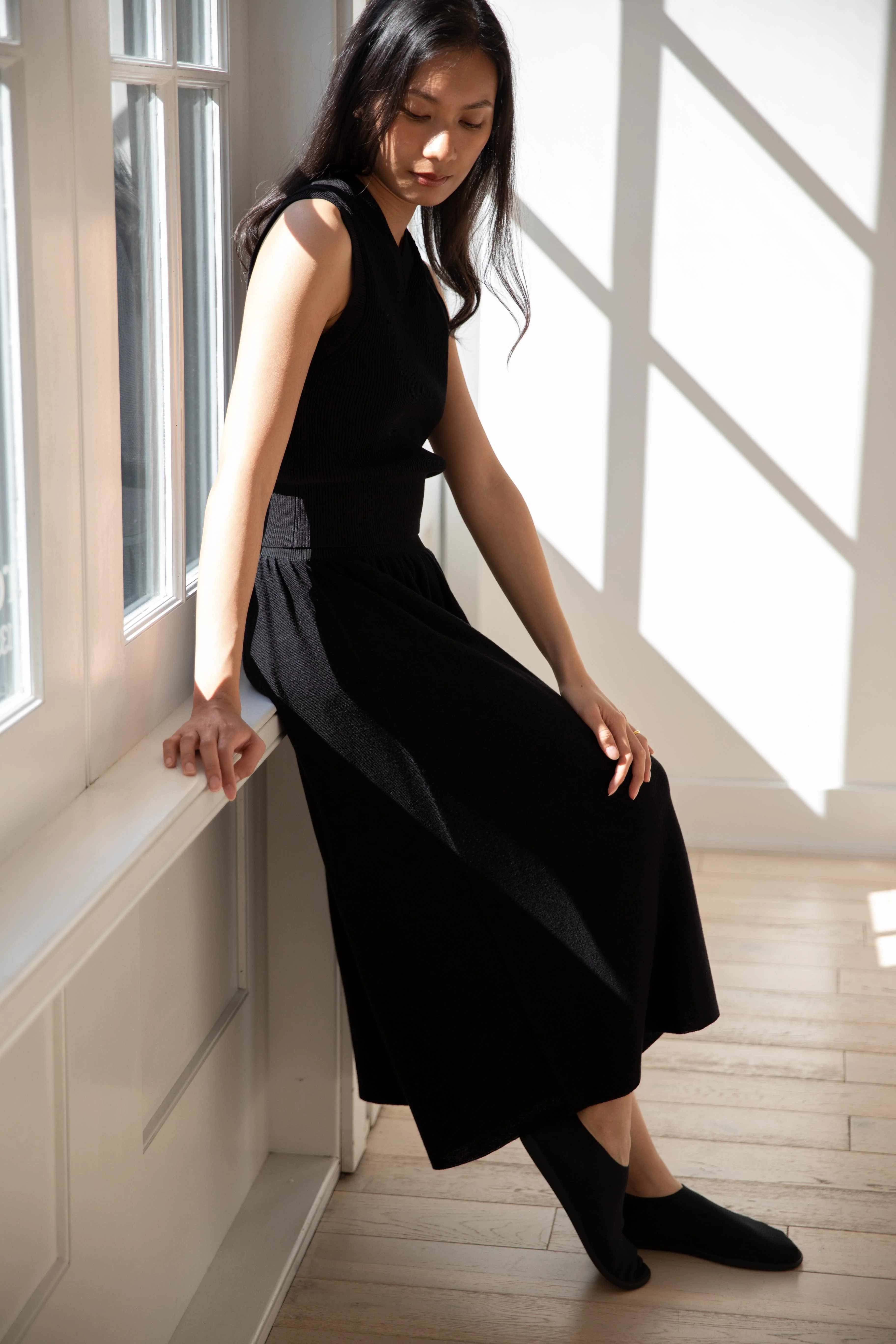 Cancellato Uniform | Light Wool Wide Leg Pants in Black - Image 7