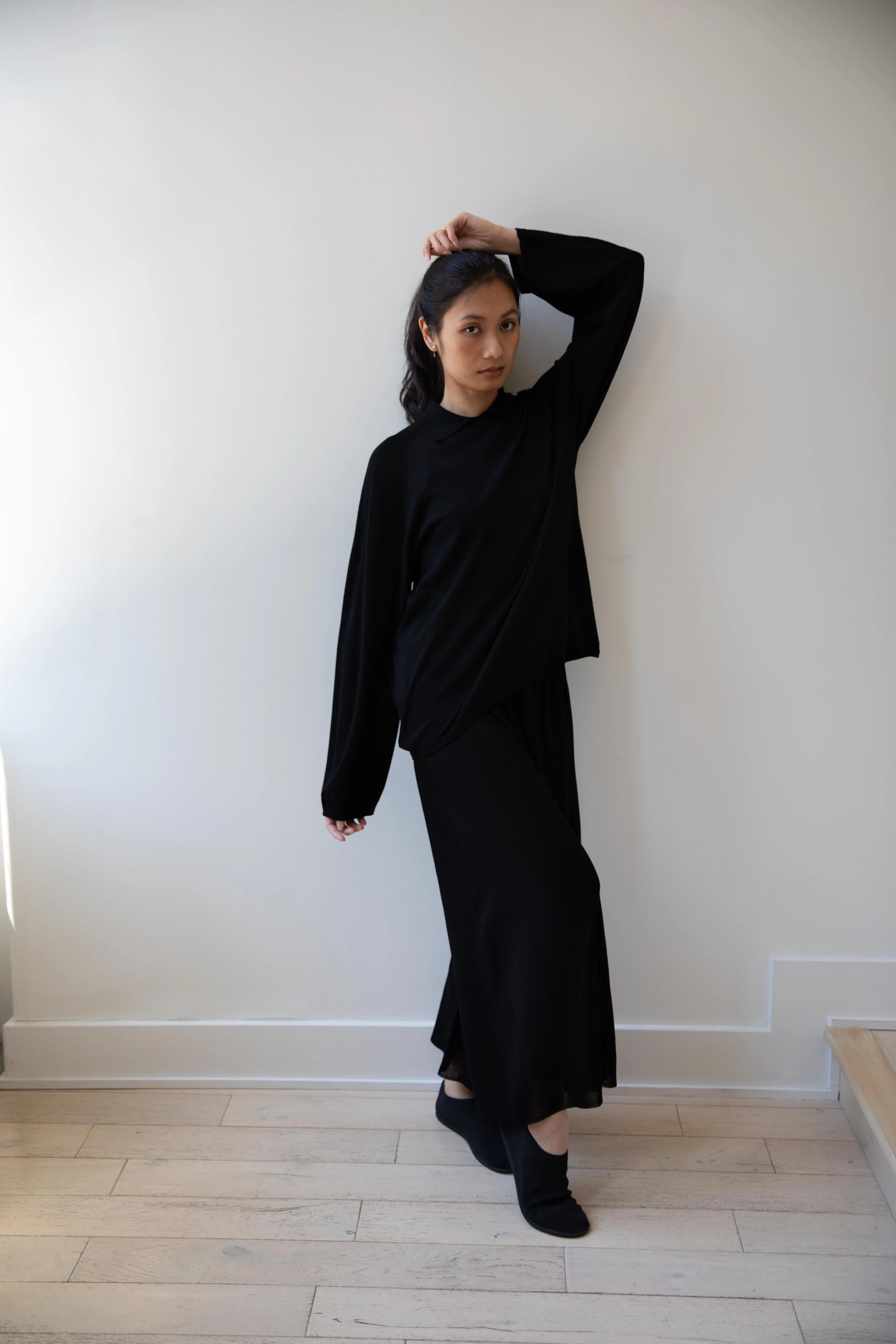Cancellato Uniform | Viscose Wide Leg Pants in Black - Image 12