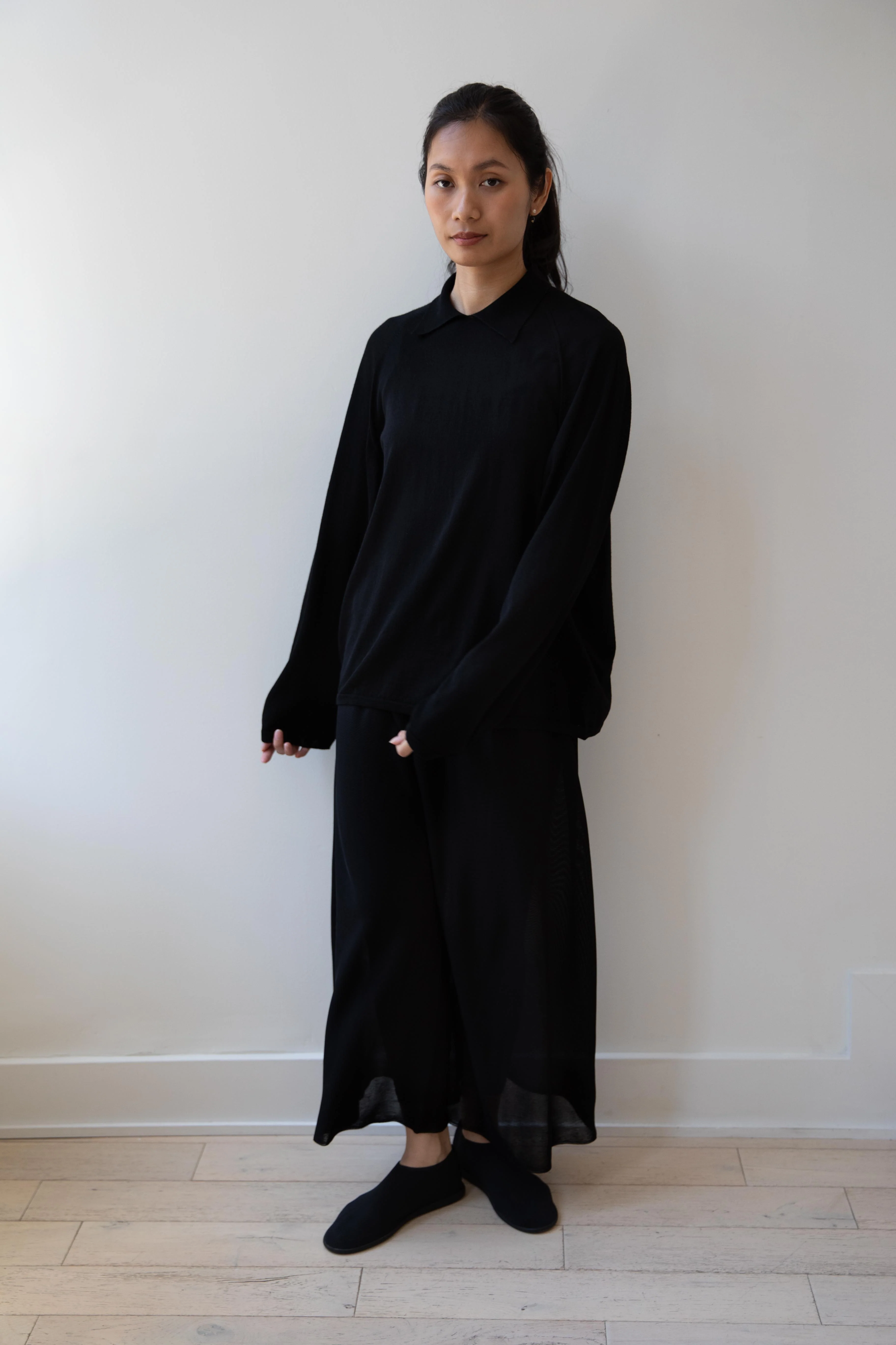 Cancellato Uniform | Viscose Wide Leg Pants in Black - Image 14
