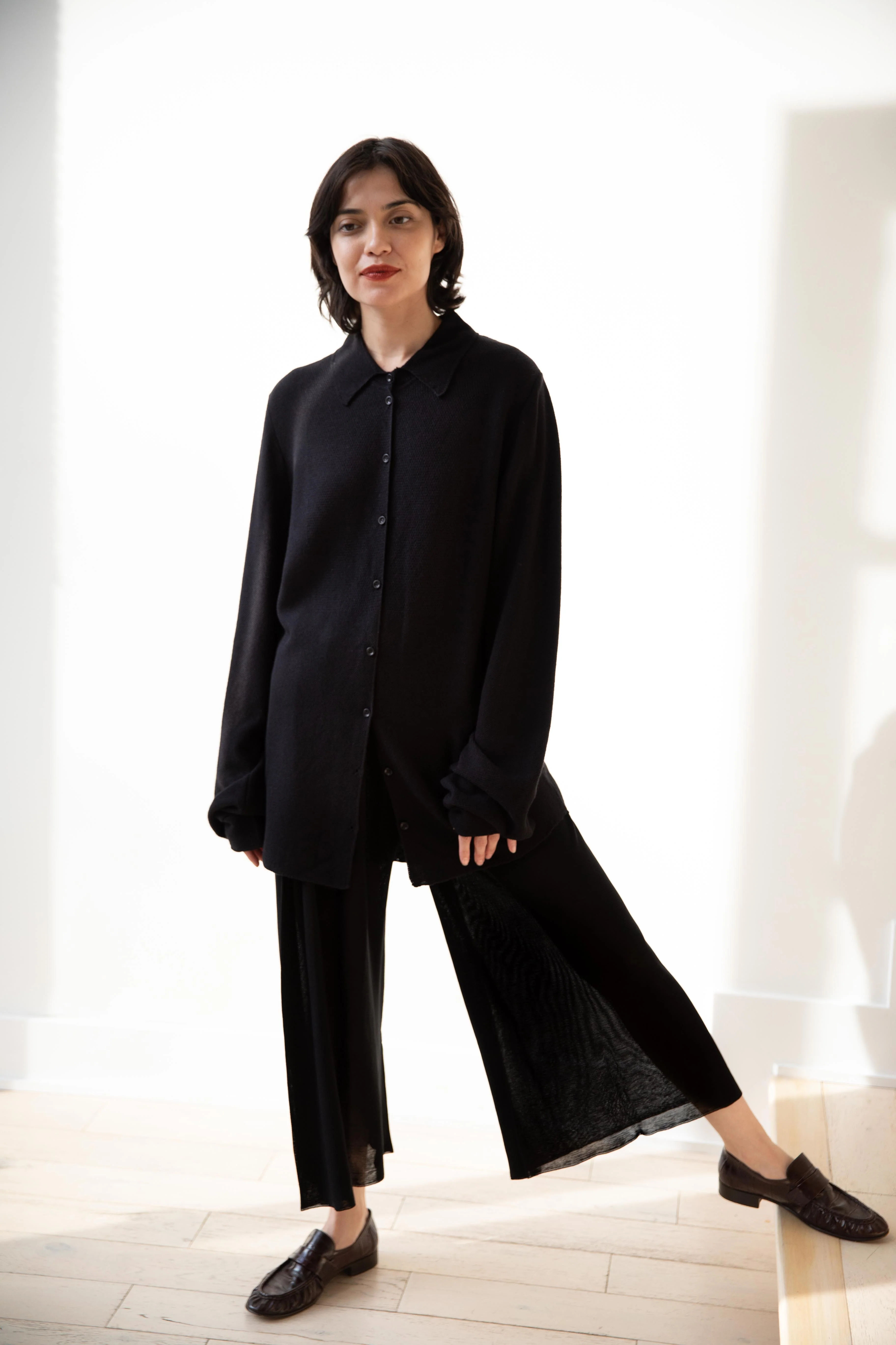 Cancellato Uniform | Viscose Wide Leg Pants in Black - Image 39