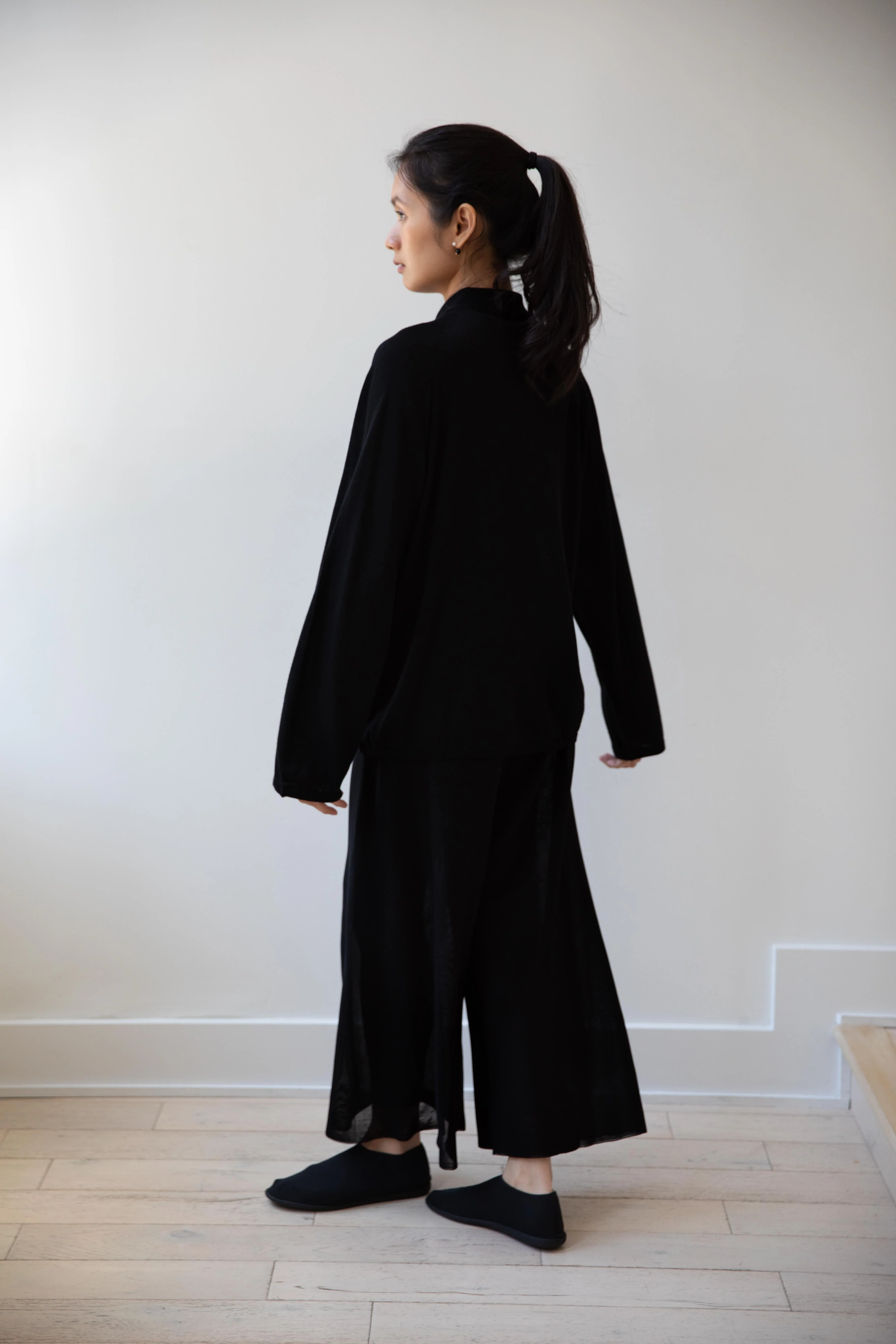 Cancellato Uniform | Viscose Wide Leg Pants in Black - Image 9