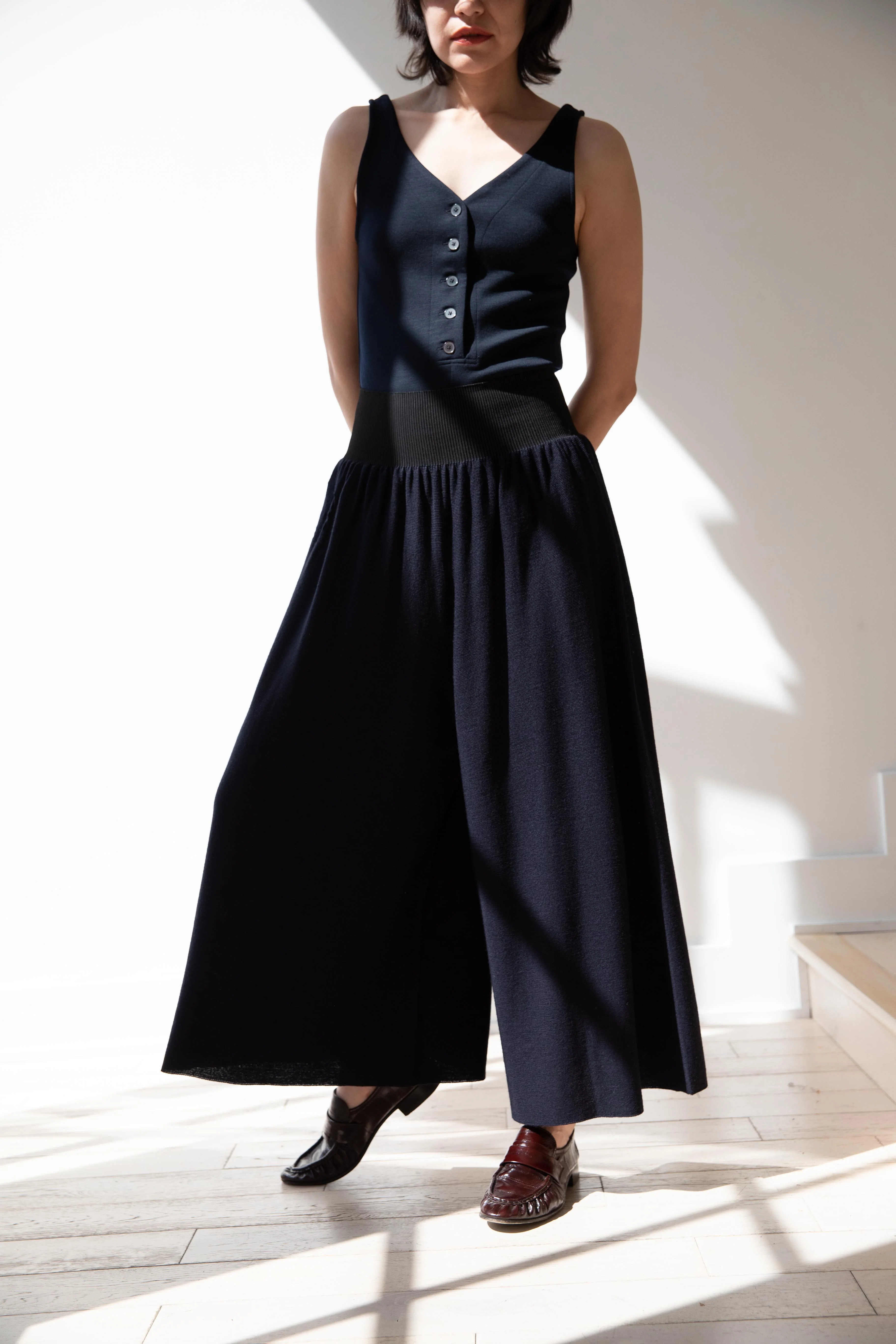 Cancellato Uniform | Light Wool Wide Leg Pants in Navy - Image 22