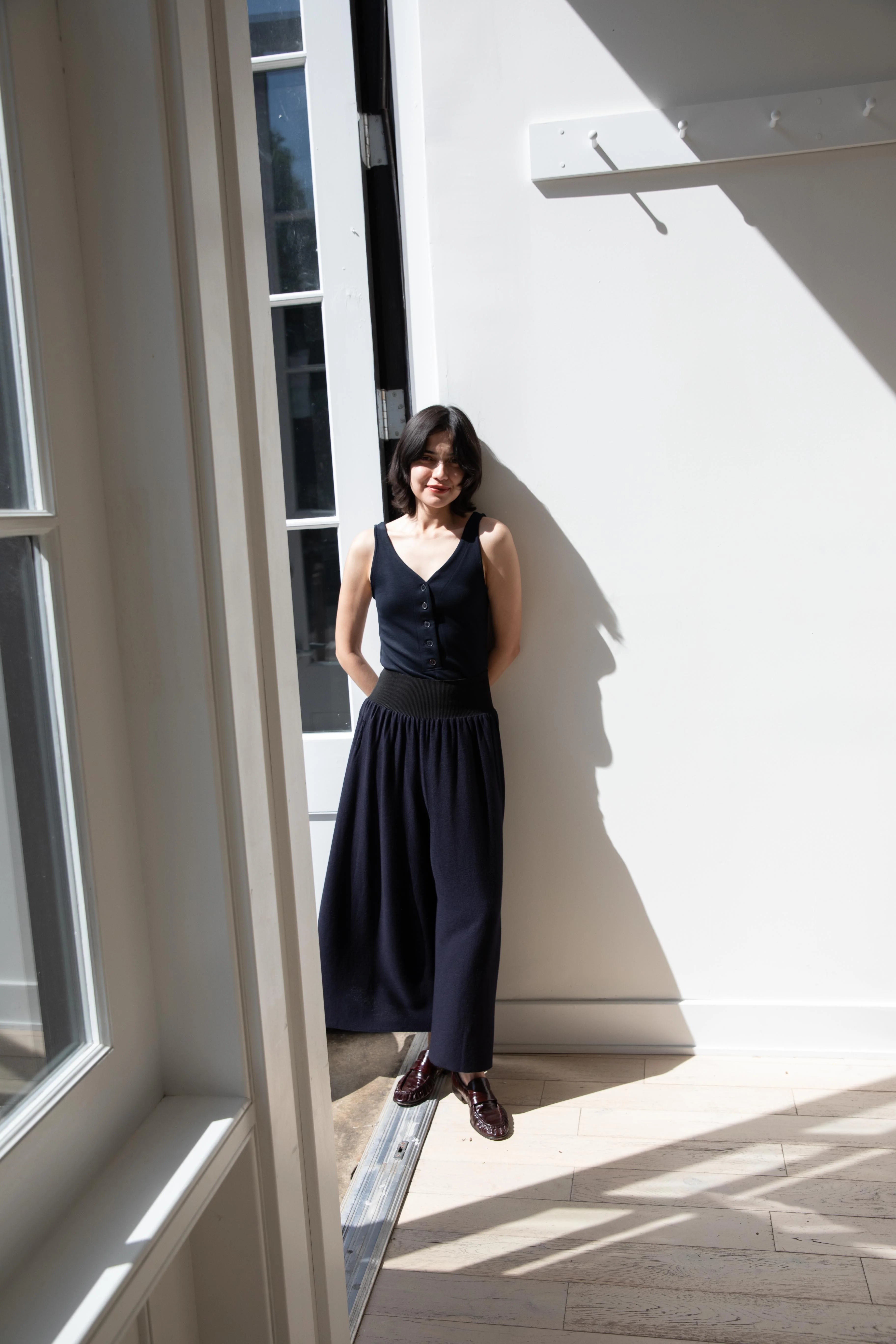 Cancellato Uniform | Light Wool Wide Leg Pants in Navy - Image 26