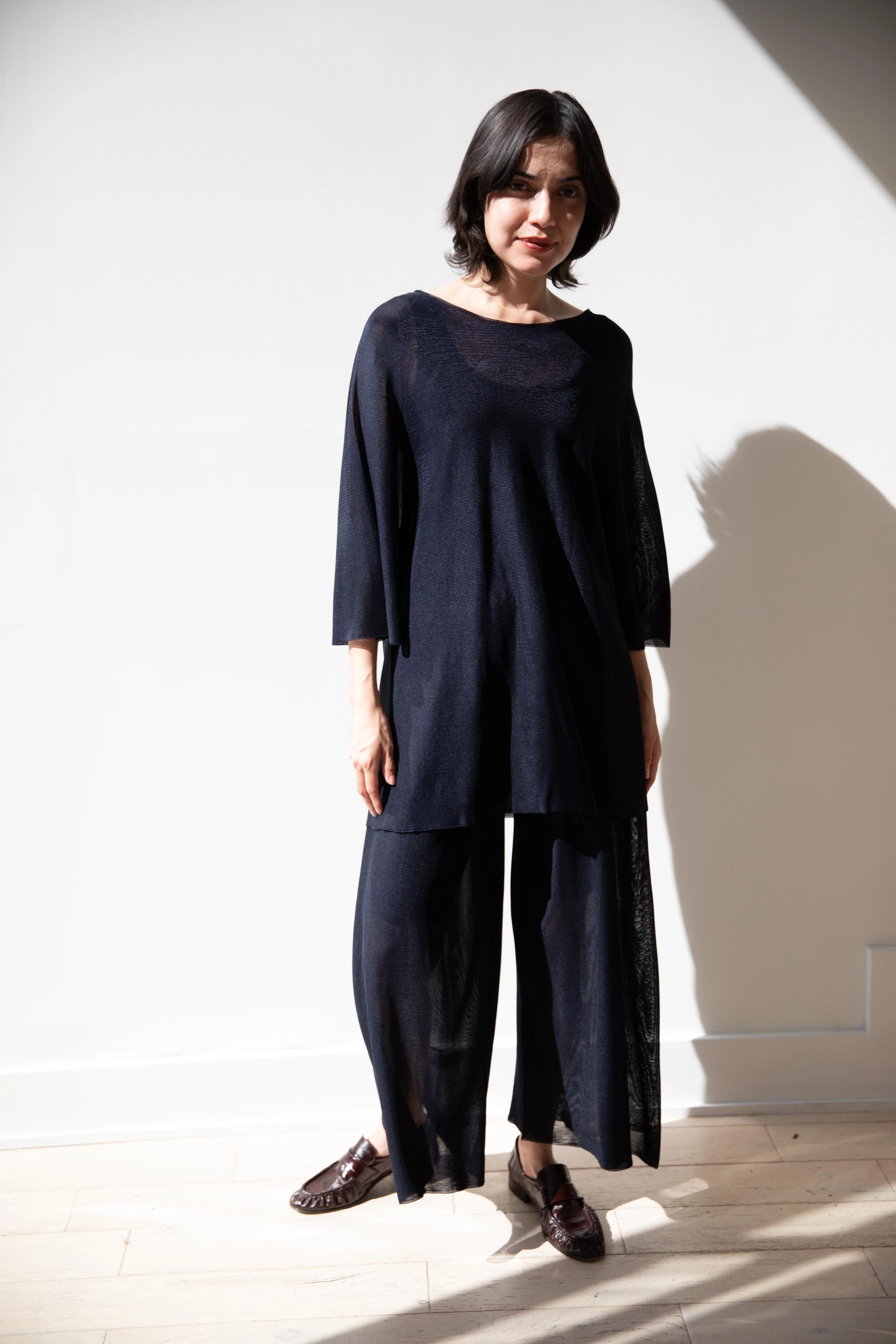 Cancellato Uniform | Viscose Wide Leg Pants in Navy - Image 9