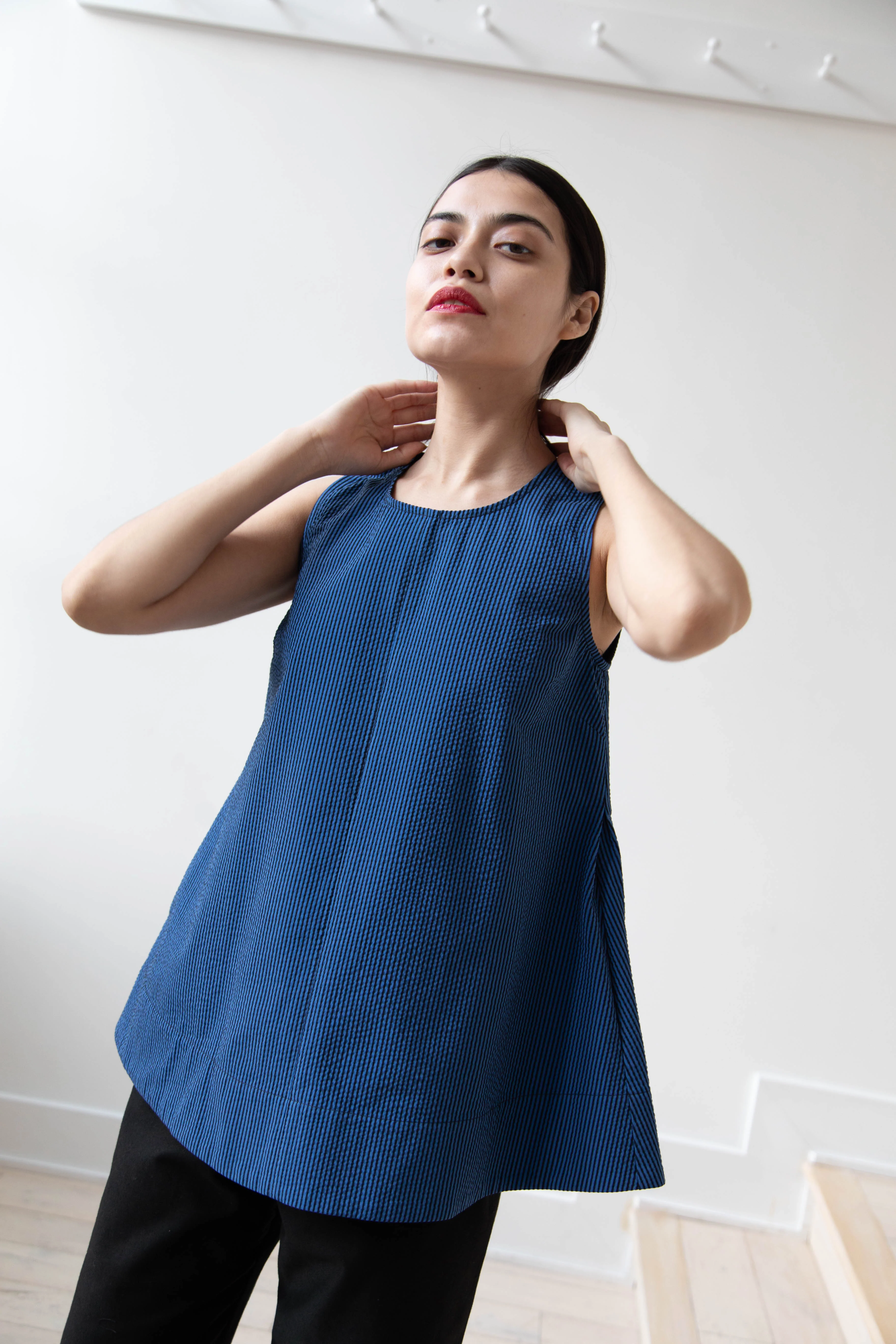 Caron Callahan | Tent Top in Cobalt Seersucker - Image 12