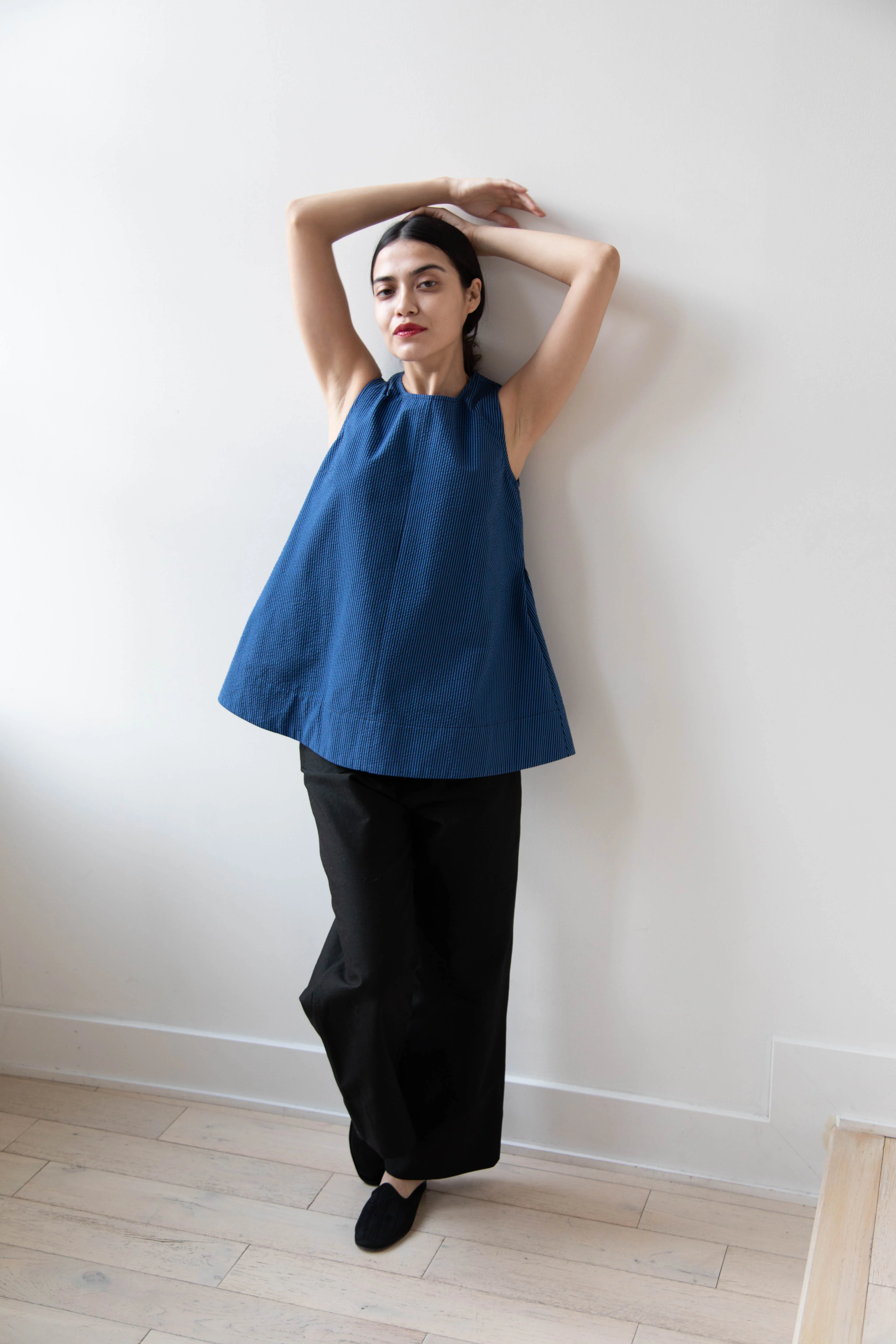 Caron Callahan | Tent Top in Cobalt Seersucker - Image 16