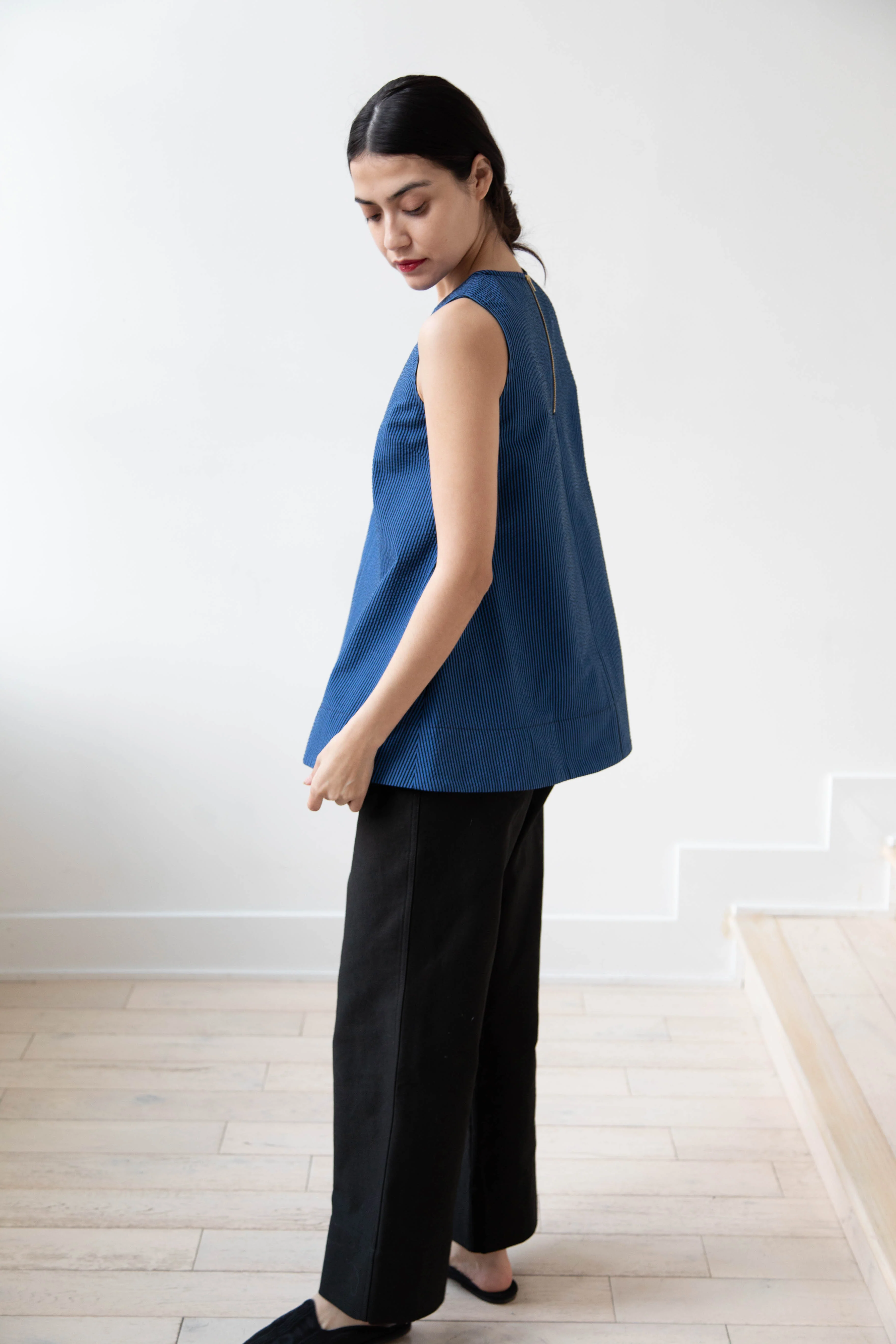 Caron Callahan | Tent Top in Cobalt Seersucker - Image 5