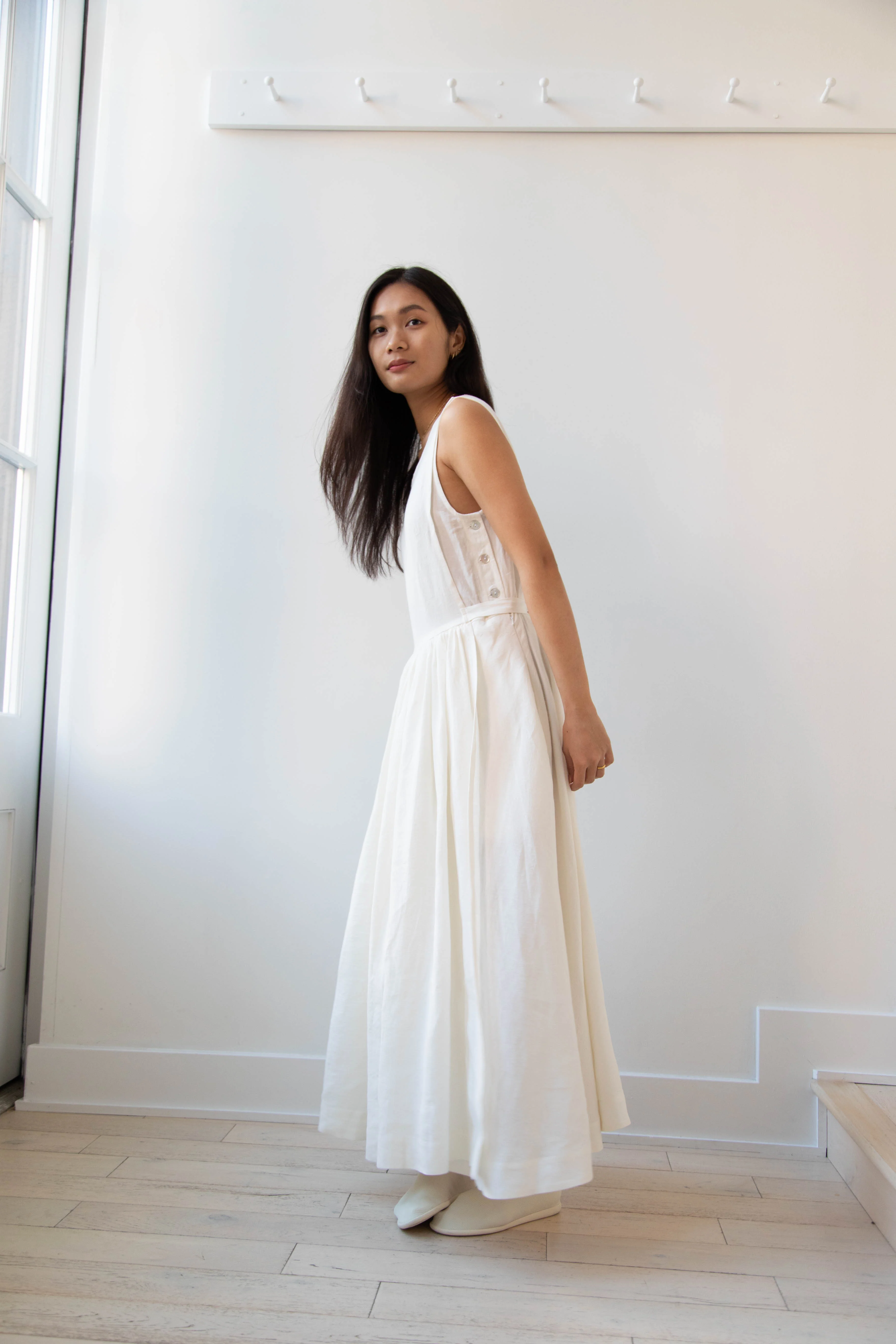 Cawley | Apron Dress in Ecru Linen - Image 4