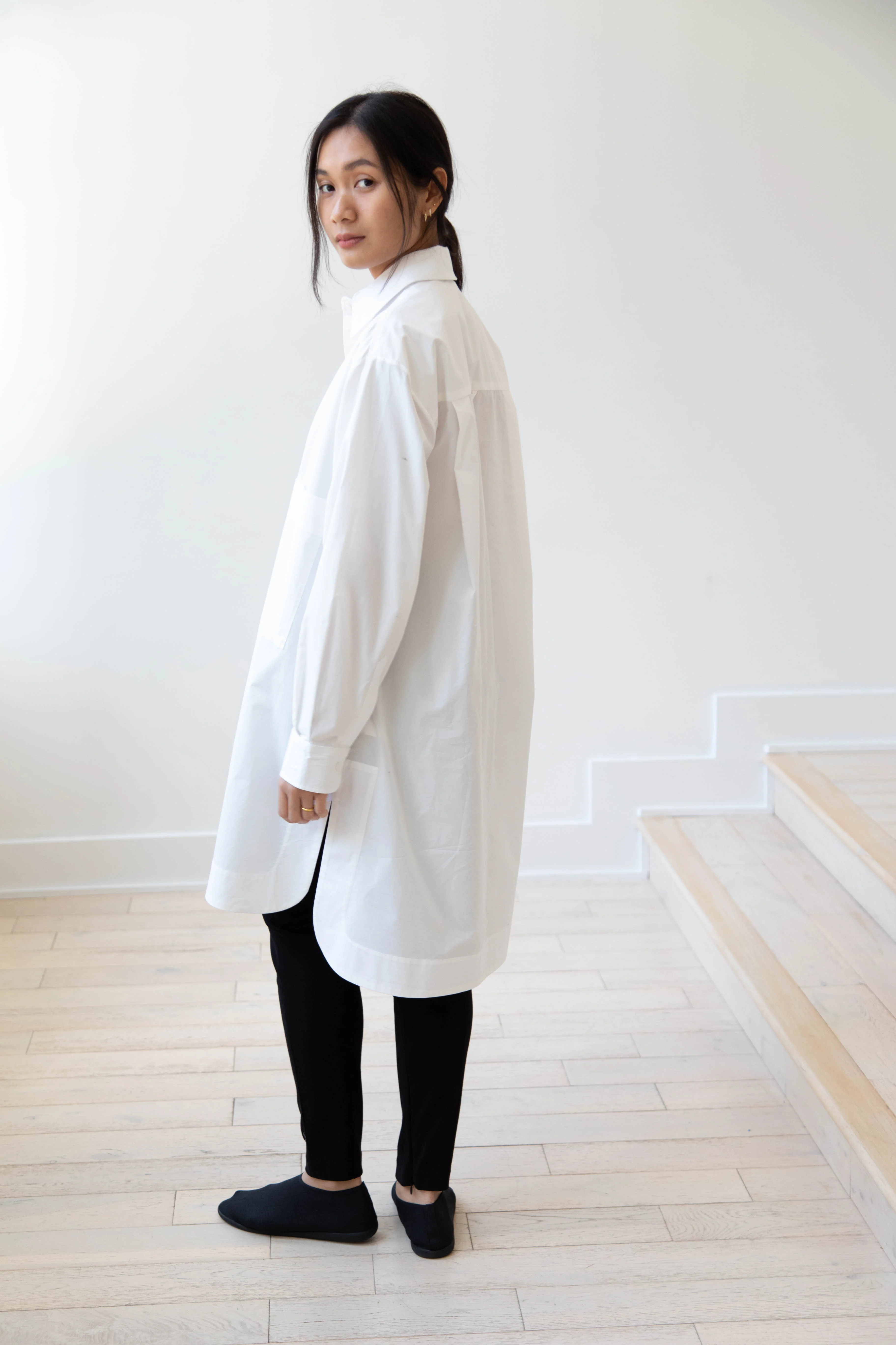 Cawley | Big Shirt Mini Dress in White - Image 17
