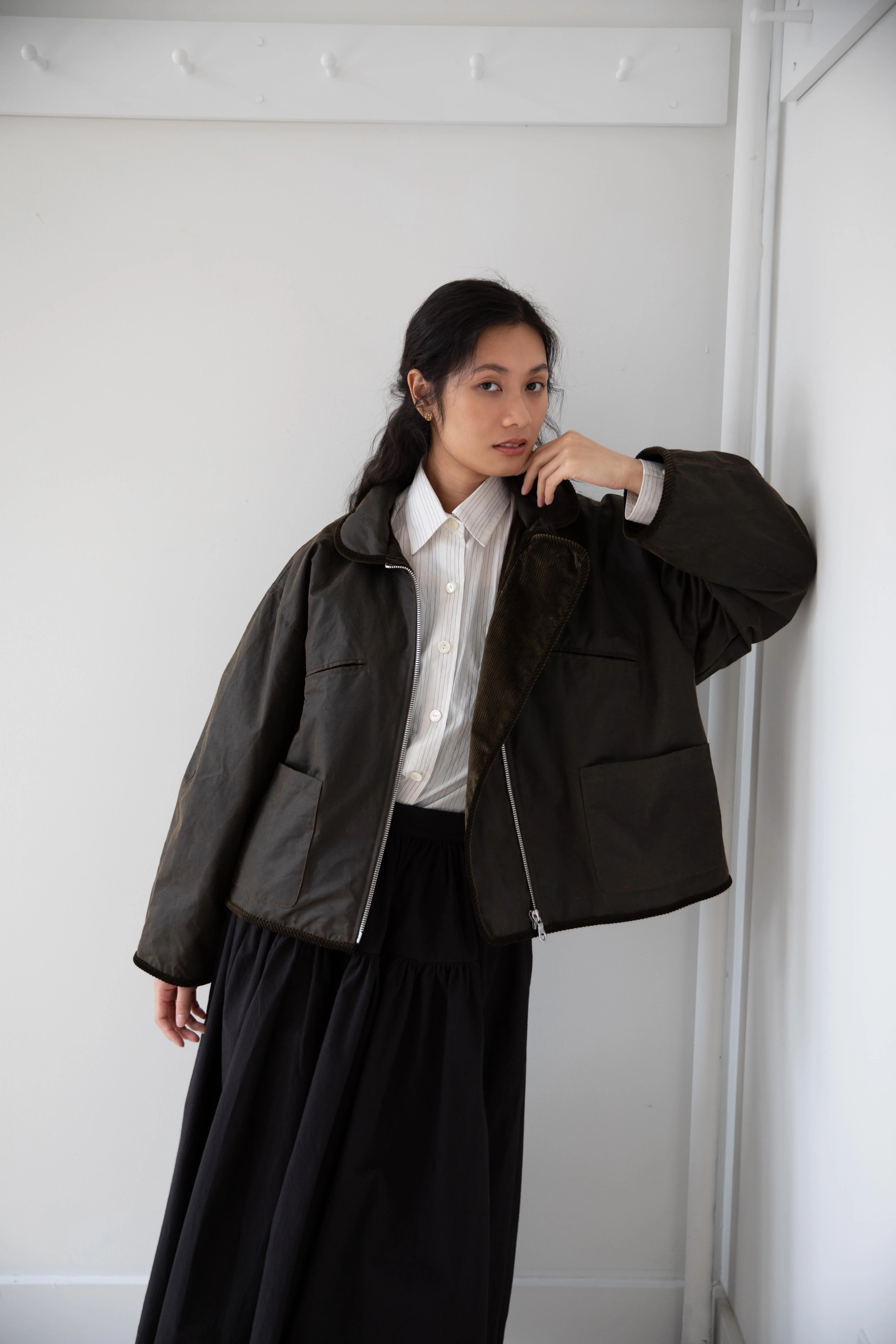 Cawley | Flying Jacket in Waxed Olive - Image 24