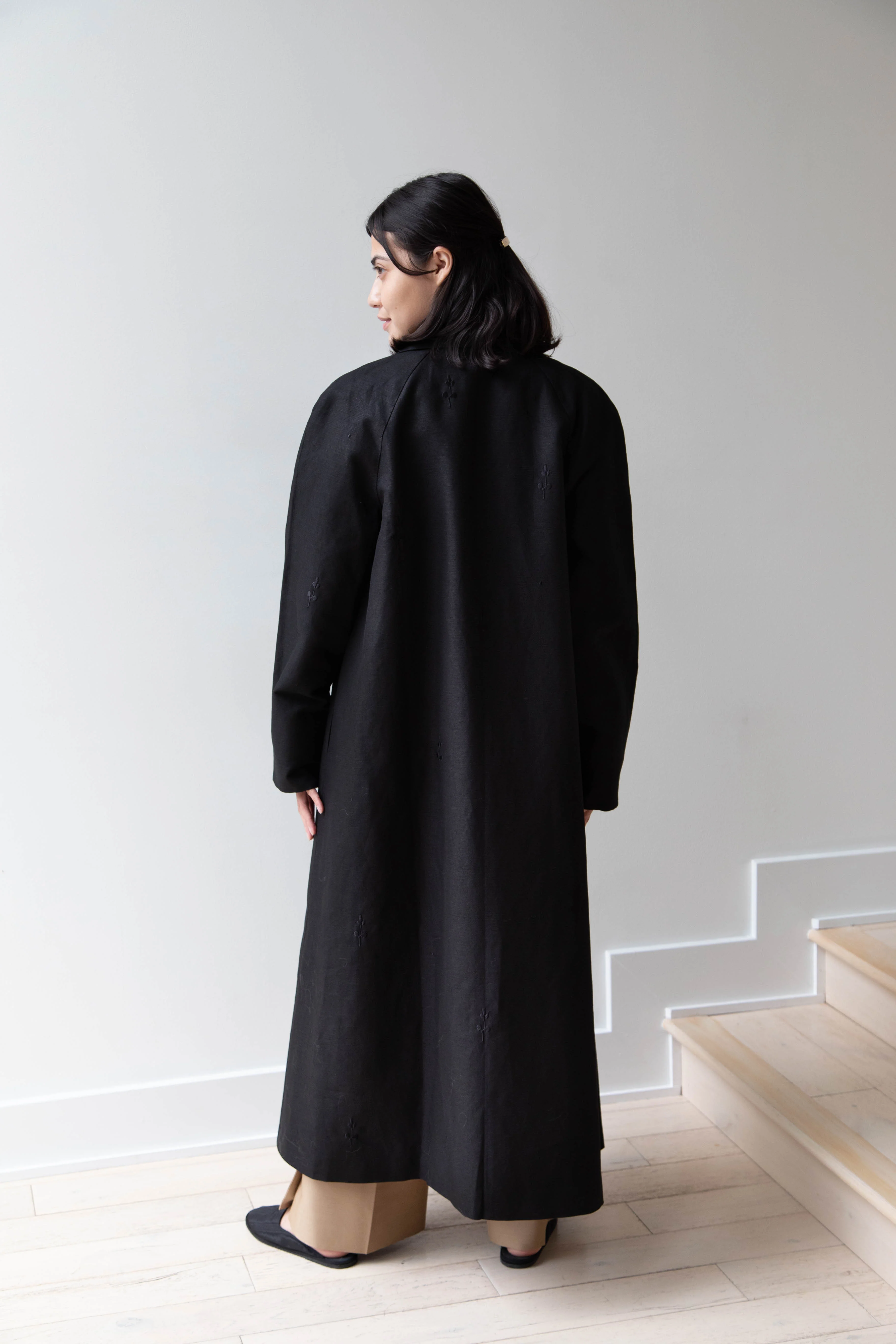 Delegan | Trench Coat with Embroidery in Black & Black - Image 28
