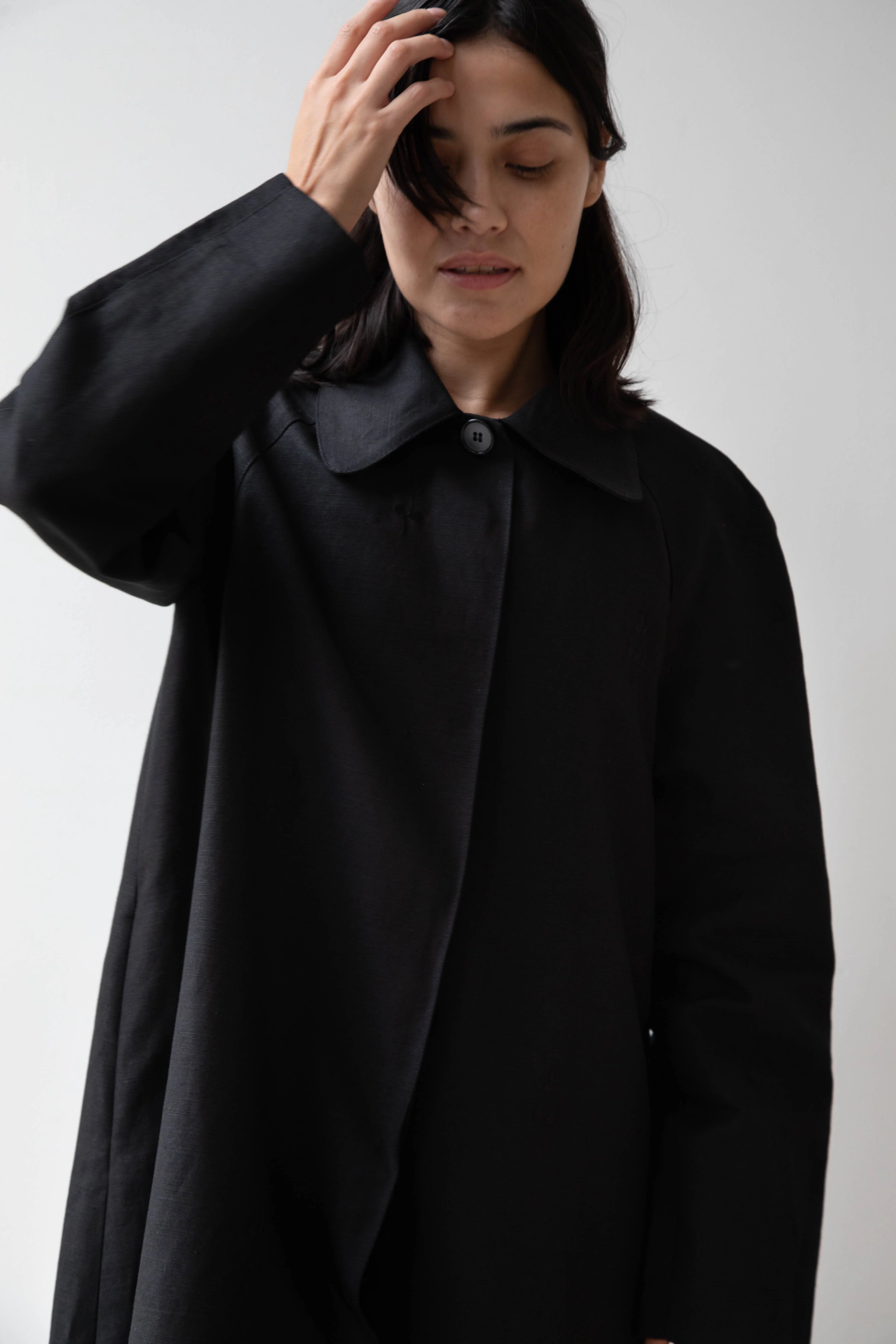 Delegan | Trench Coat with Embroidery in Black & Black - Image 44