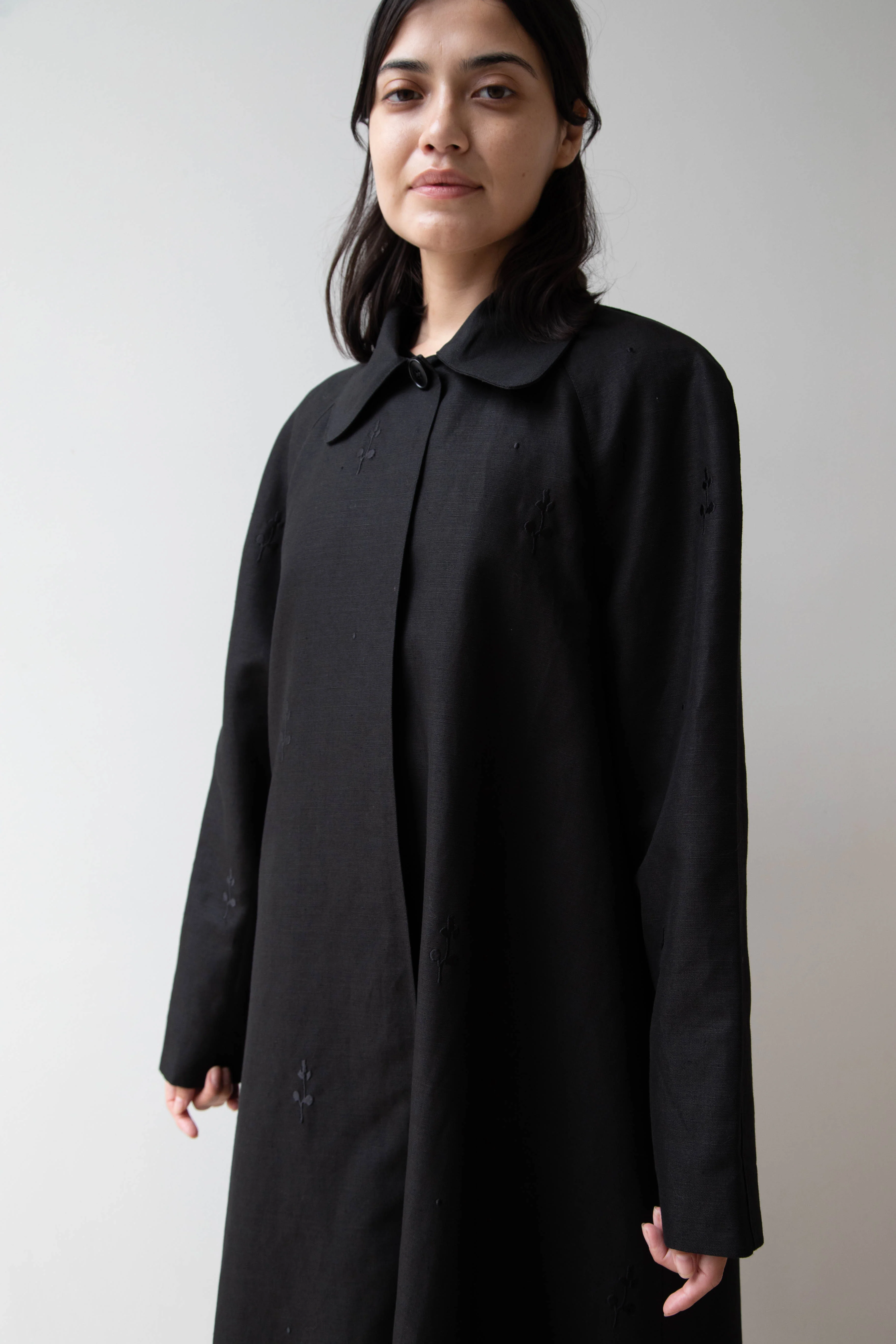 Delegan | Trench Coat with Embroidery in Black & Black - Image 45