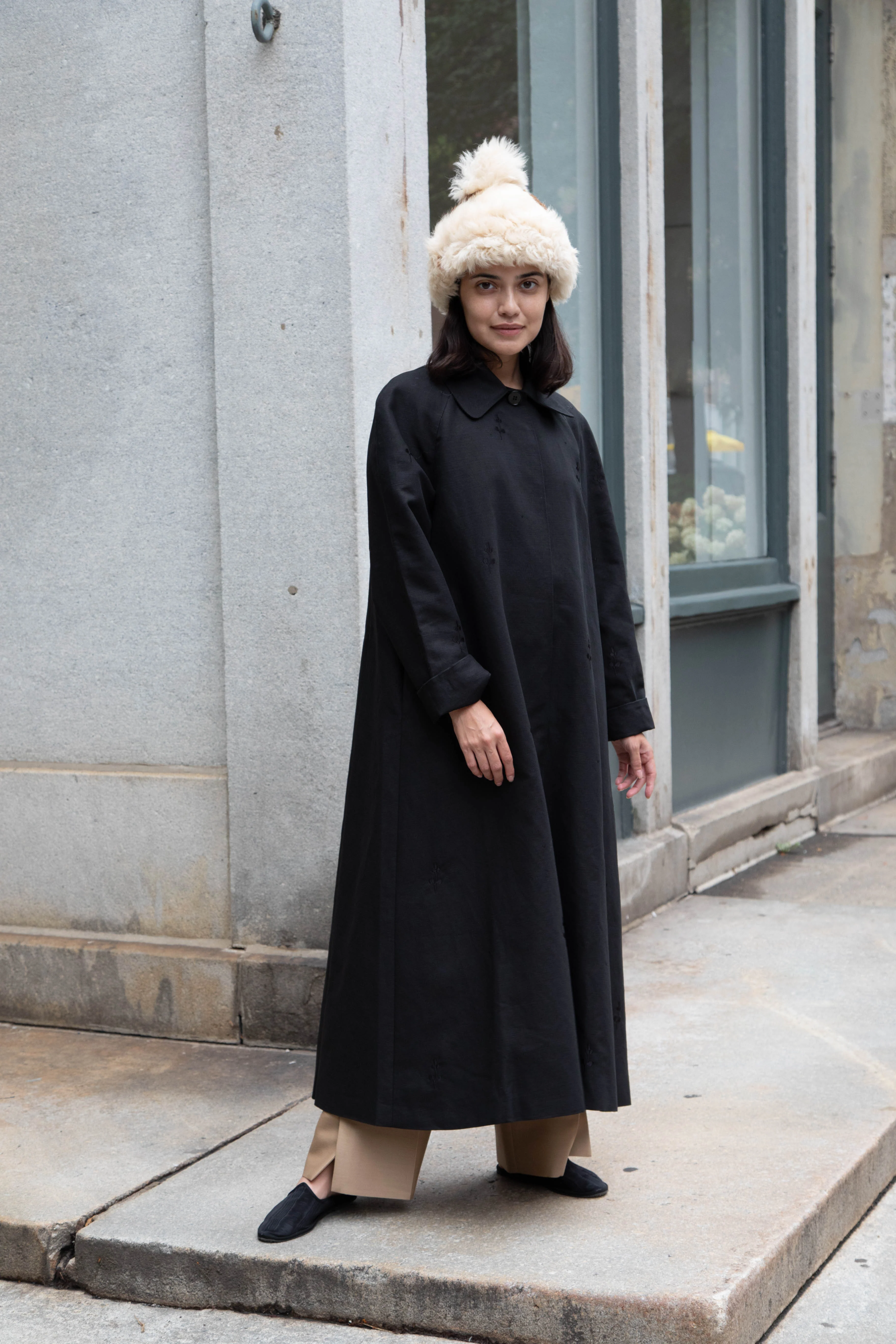 Delegan | Trench Coat with Embroidery in Black & Black - Image 59