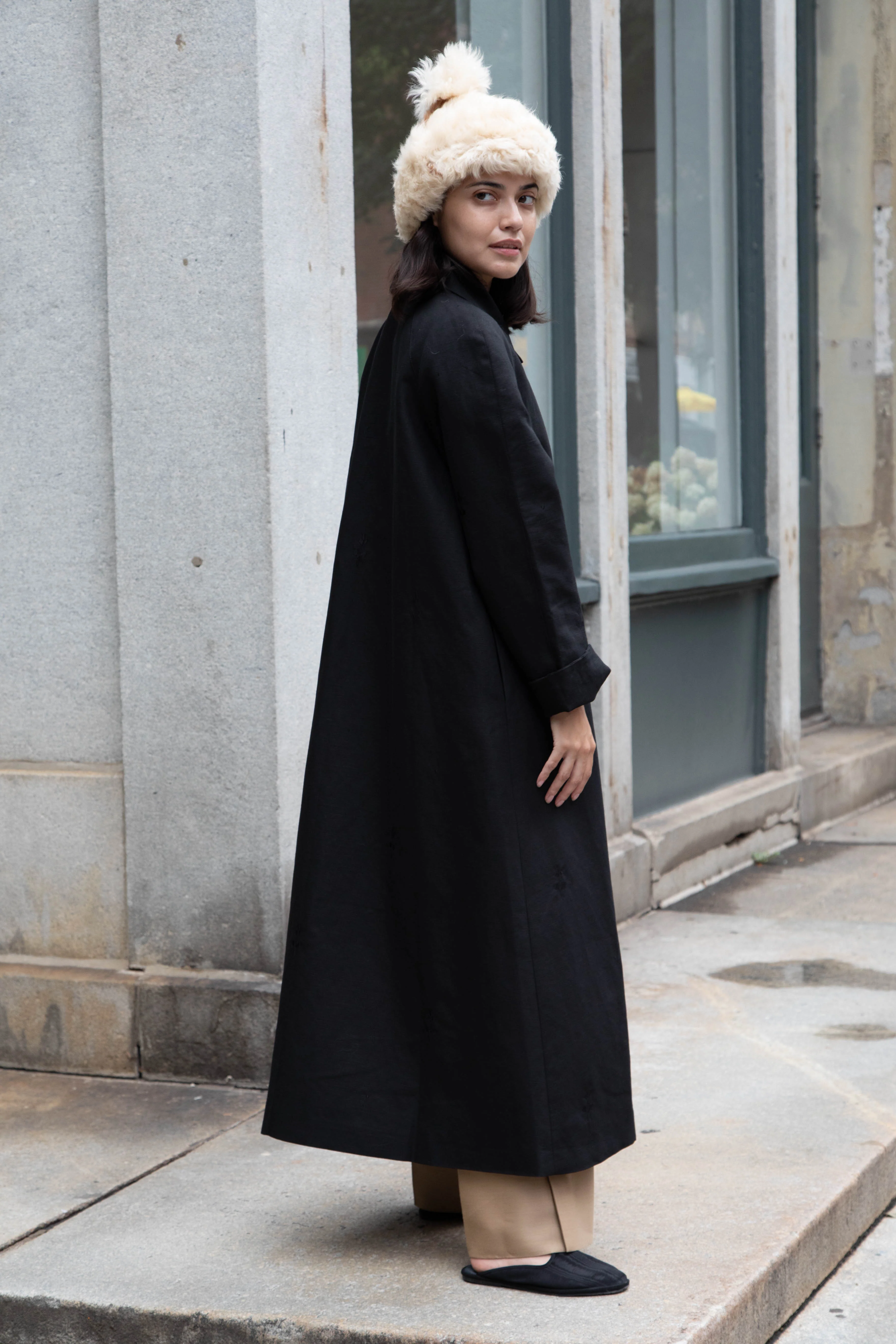 Delegan | Trench Coat with Embroidery in Black & Black - Image 60