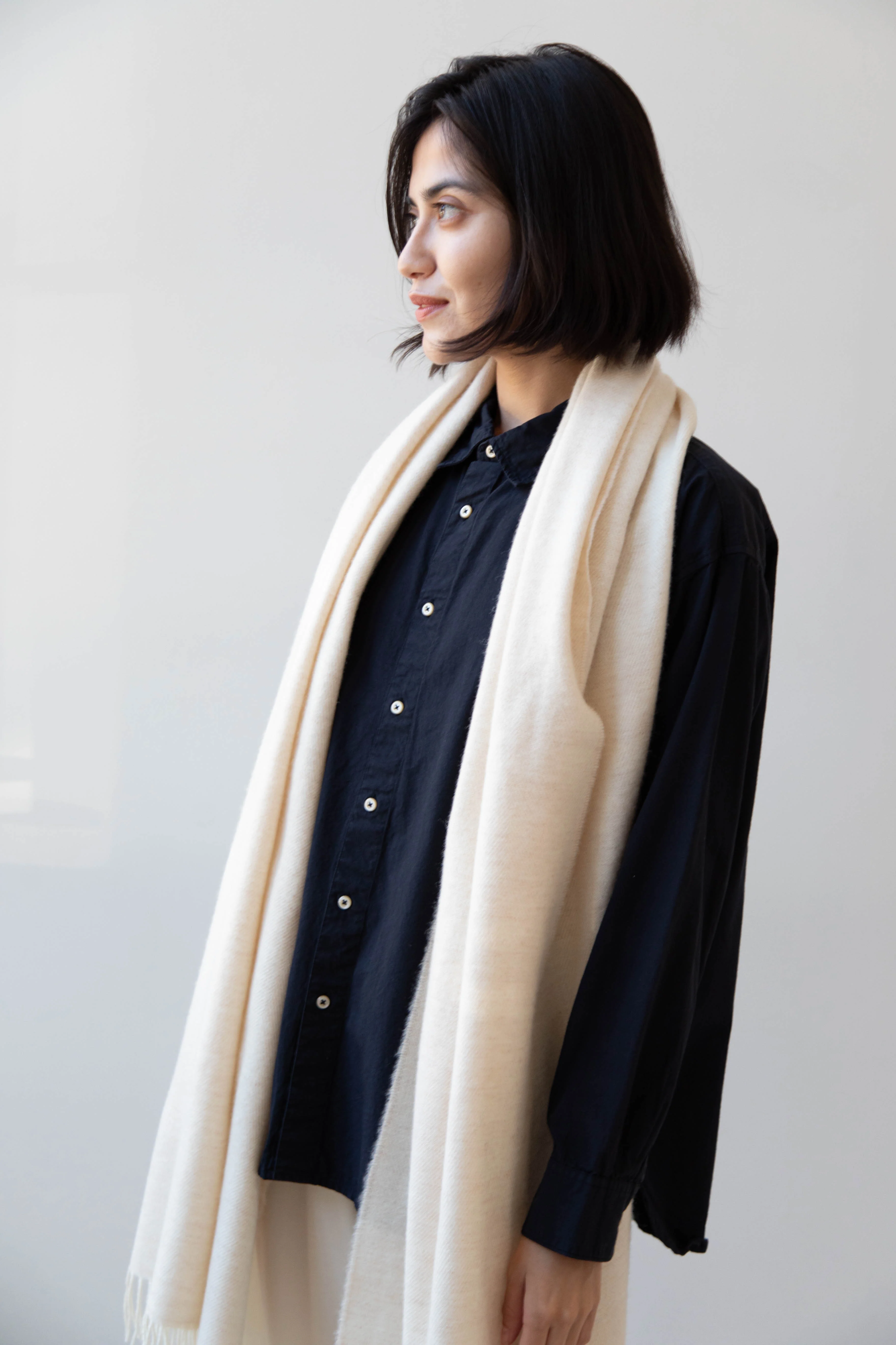 Donegal Mills | Herringbone Scarf in Ecru - Image 11