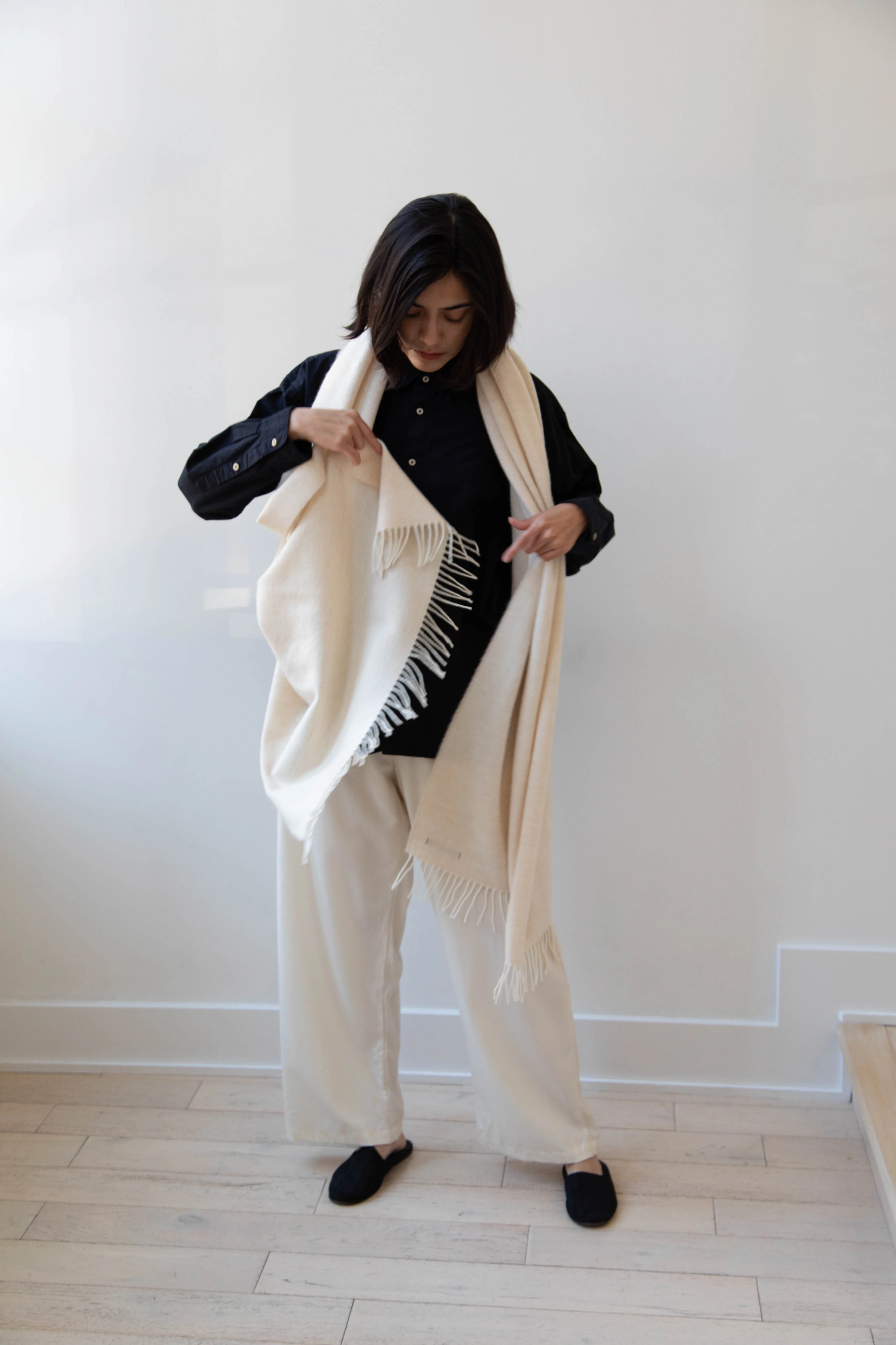 Donegal Mills | Herringbone Scarf in Ecru - Image 14
