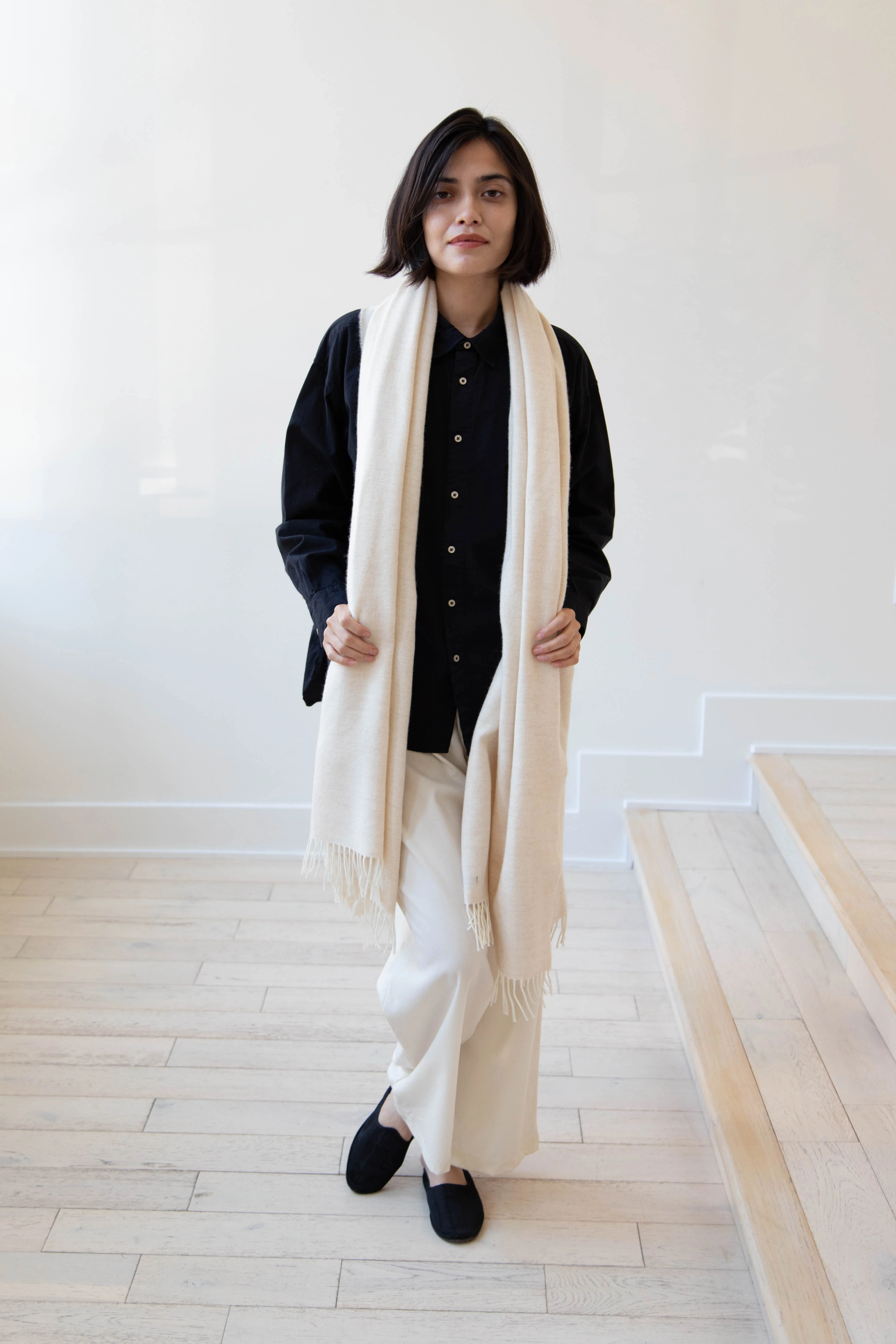 Donegal Mills | Herringbone Scarf in Ecru - Image 6