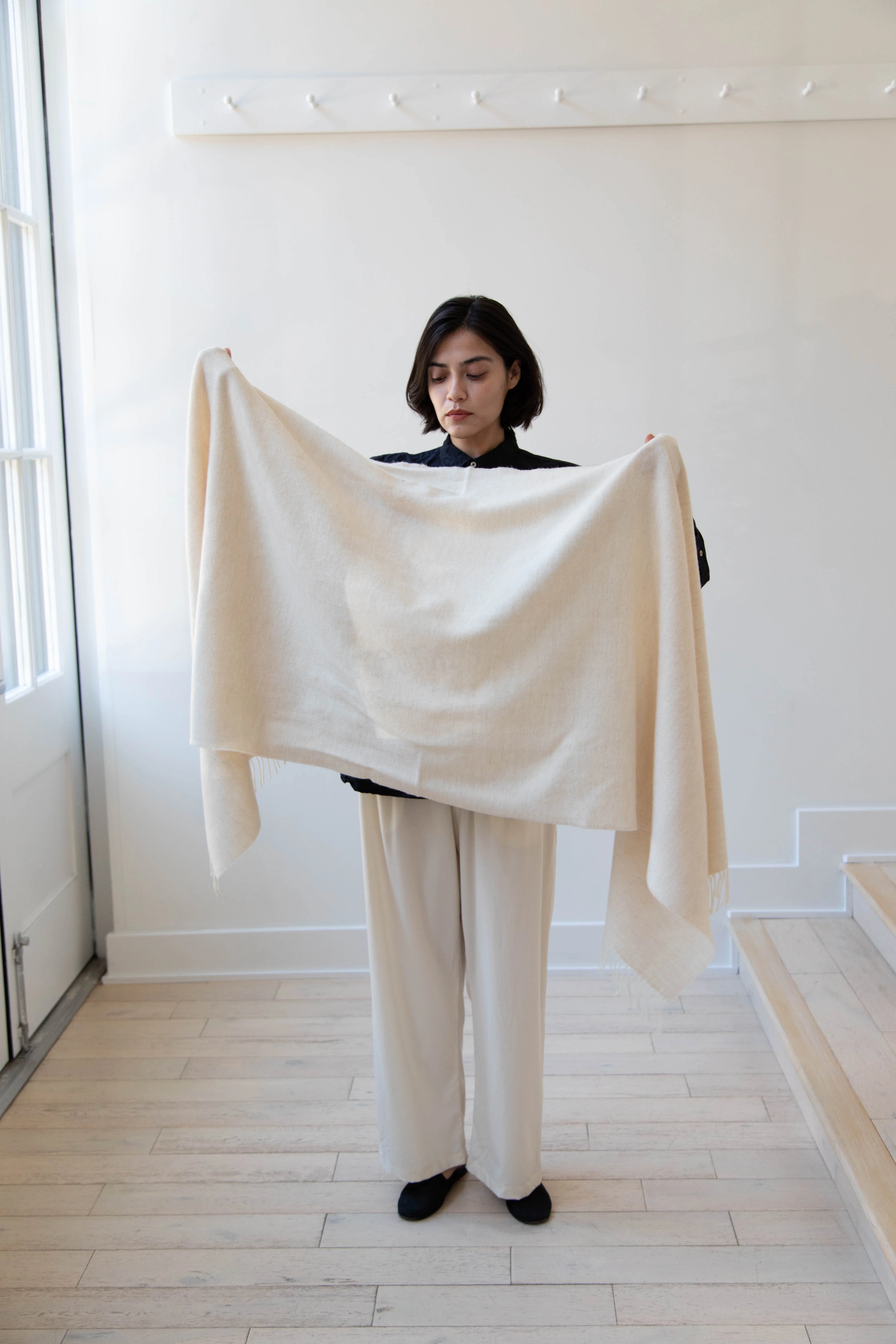 Donegal Mills | Herringbone Scarf in Ecru - Image 7