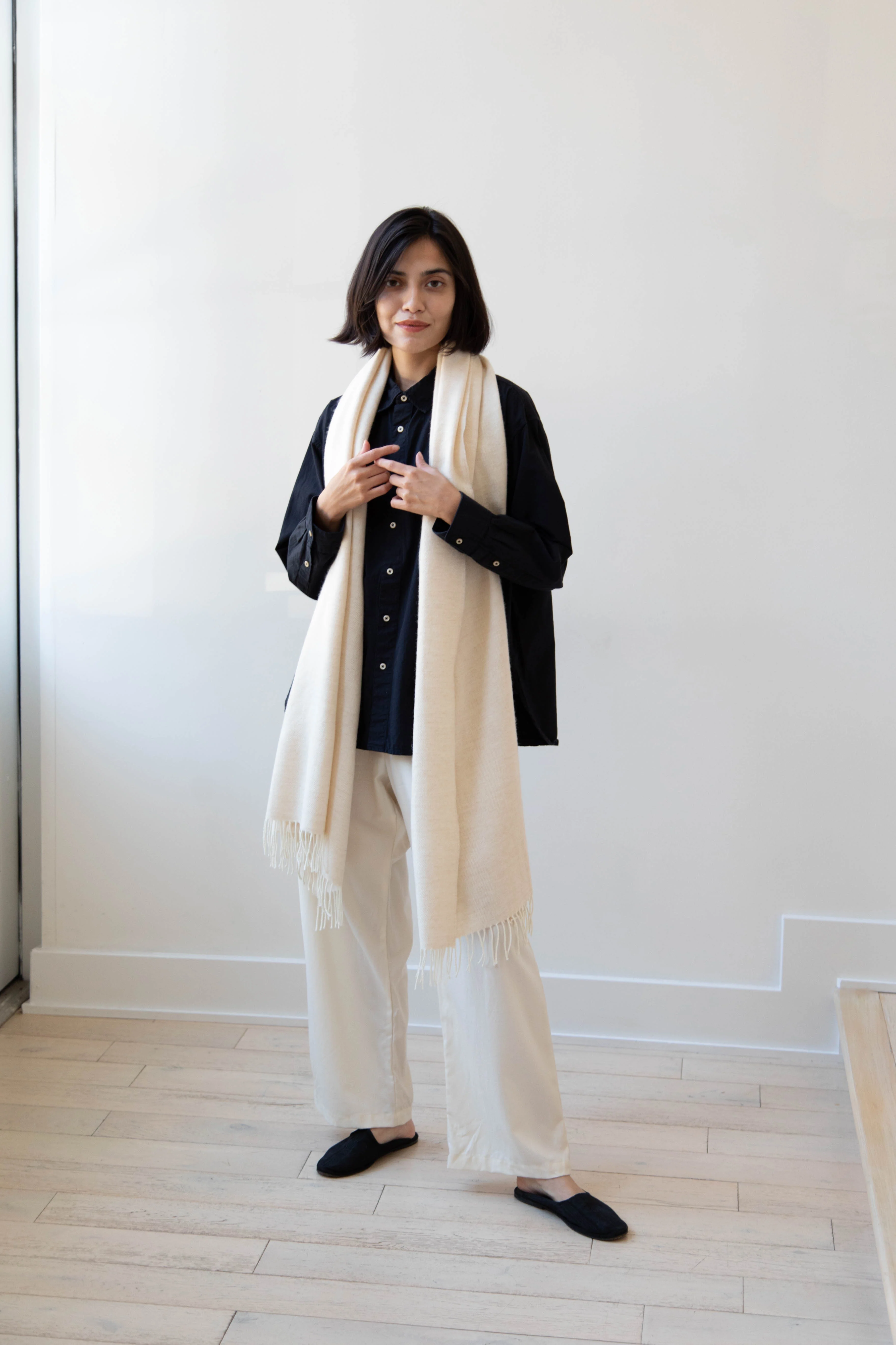 Donegal Mills | Herringbone Scarf in Ecru - Image 9