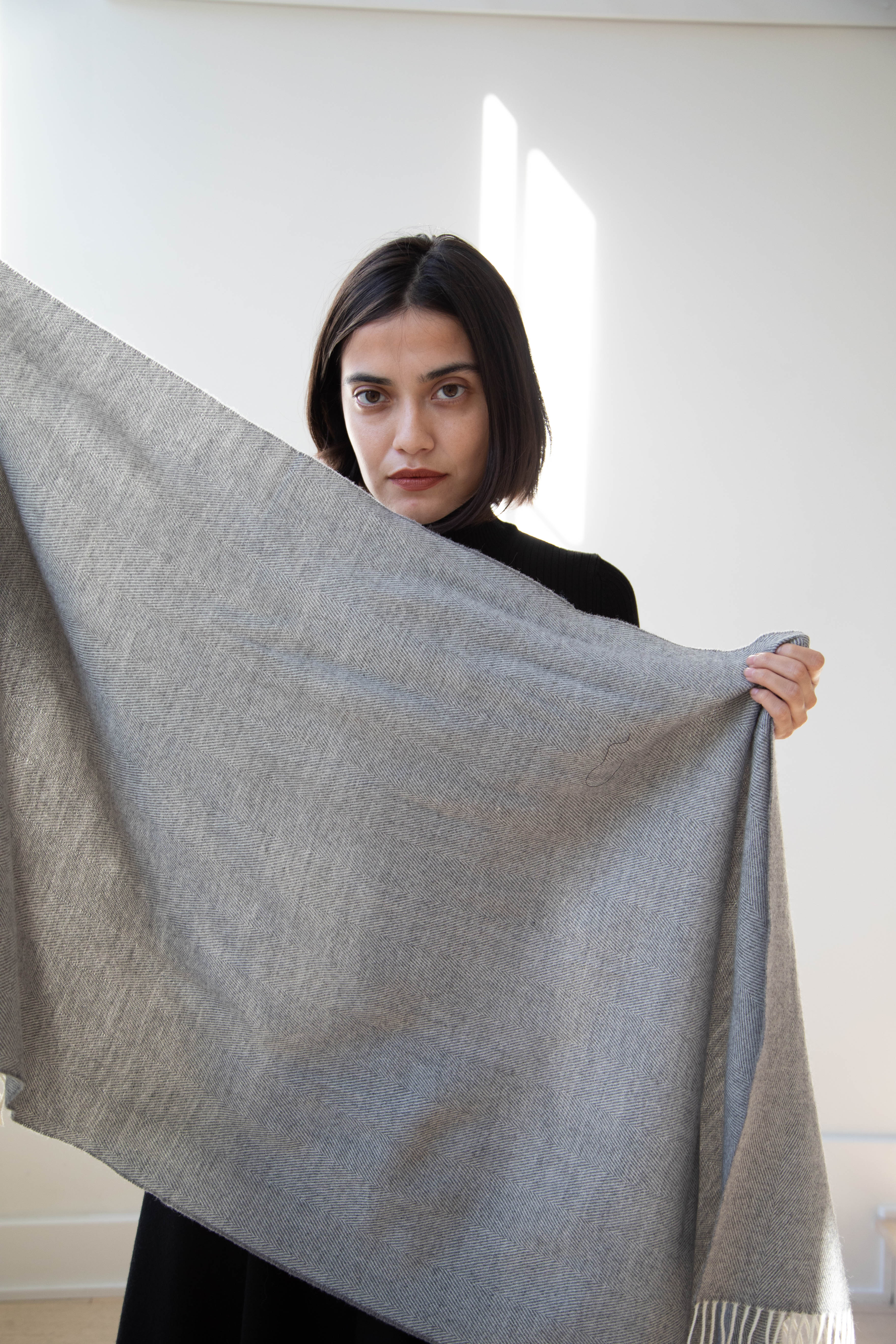 Donegal Mills | Herringbone Scarf in Grey - Image 10