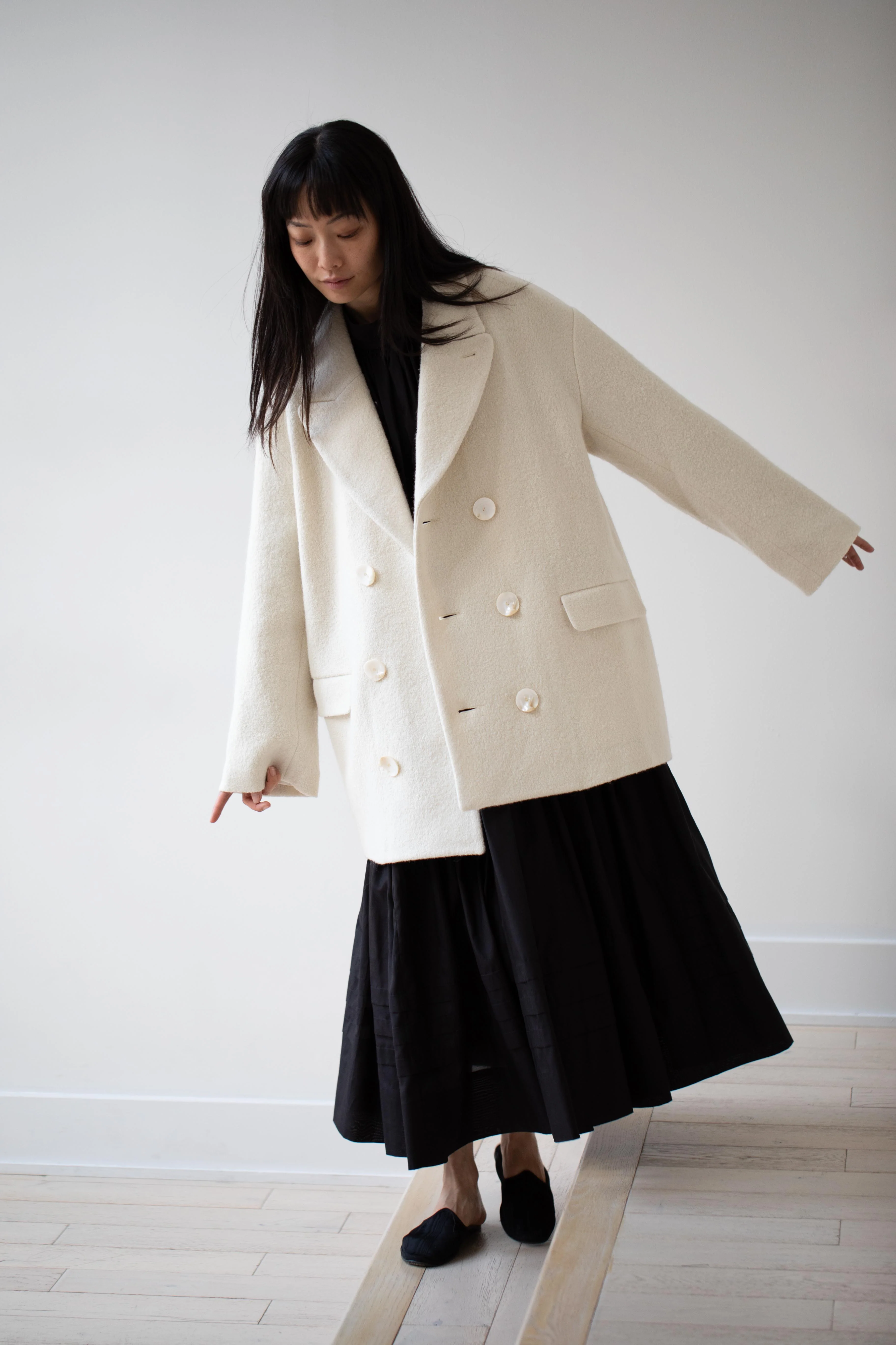 École De Curiosités | Claus Coat in Off-White Boiled Wool - Image 29