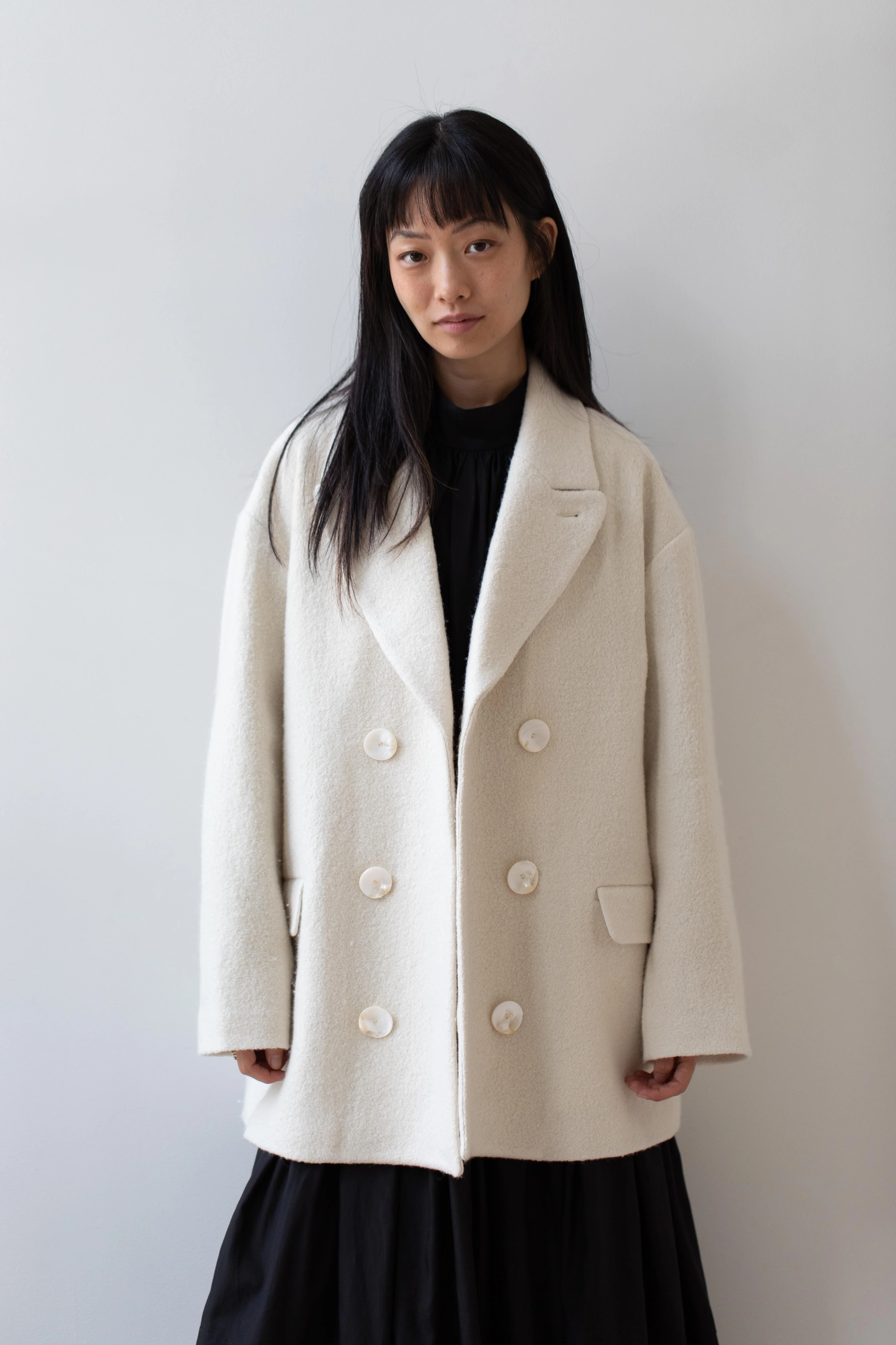 École De Curiosités | Claus Coat in Off-White Boiled Wool - Image 5