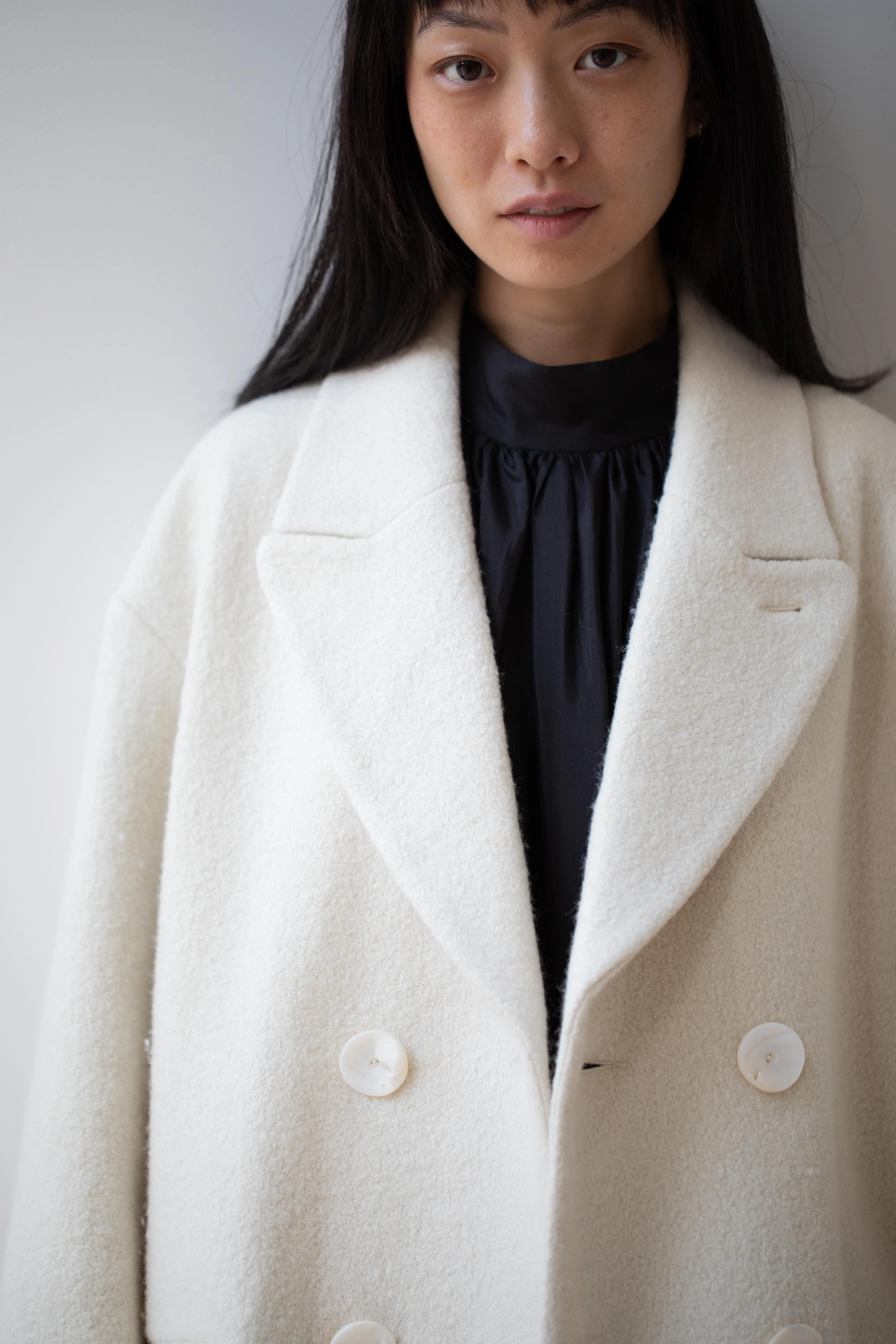 École De Curiosités | Claus Coat in Off-White Boiled Wool - Image 54