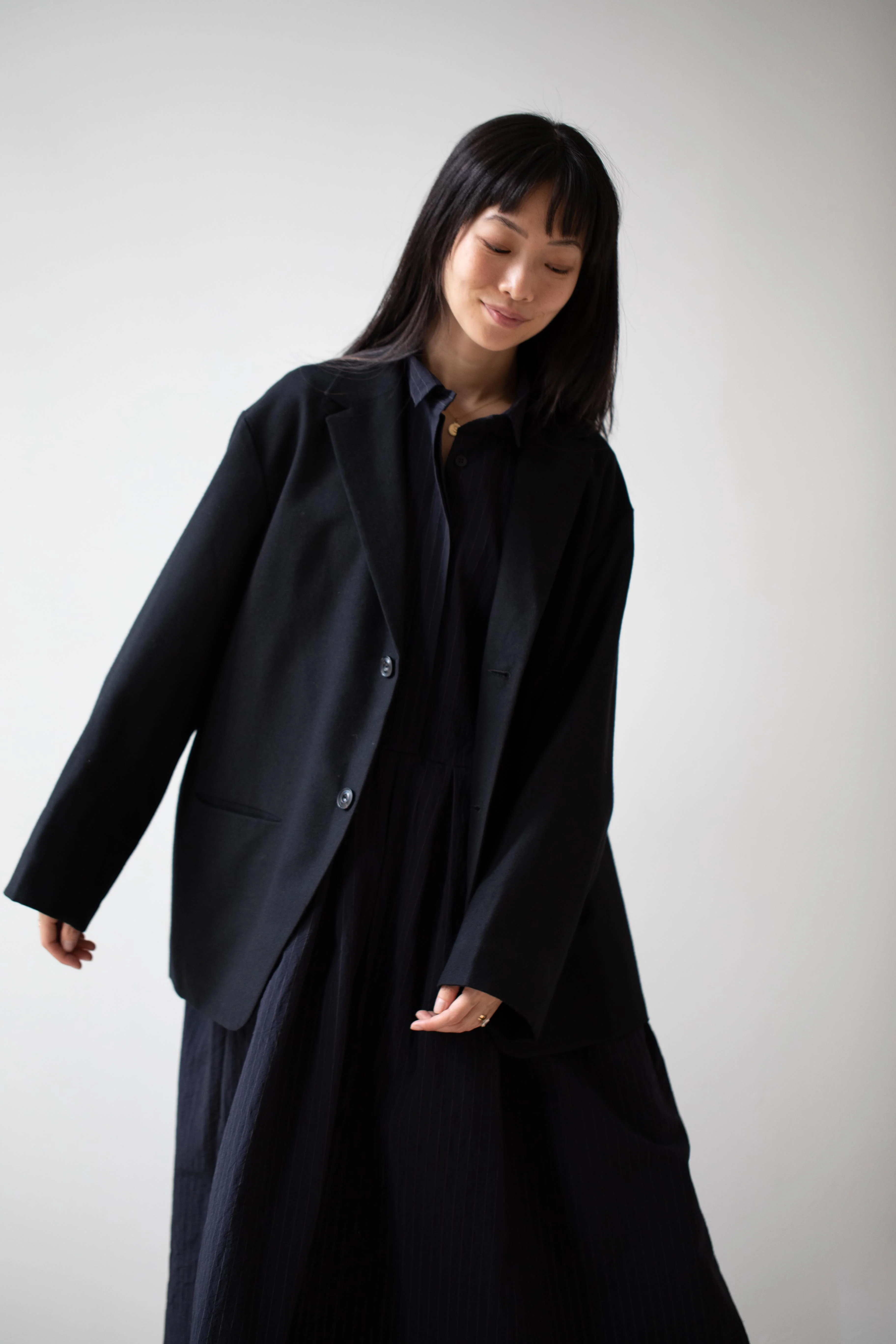 École De Curiosités | Edouard Jacket in Black Gaberdine Wool - Image 12