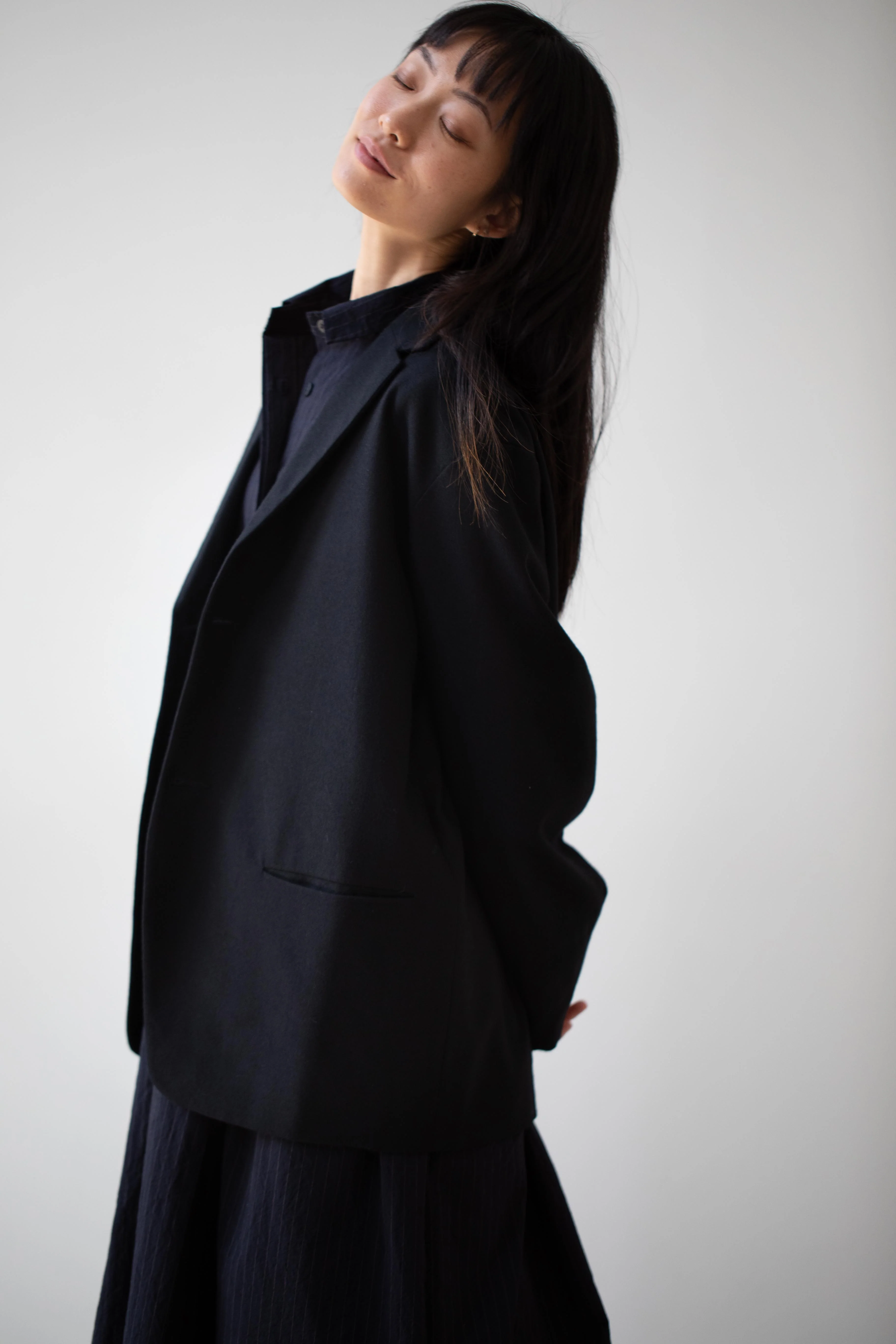 École De Curiosités | Edouard Jacket in Black Gaberdine Wool - Image 32