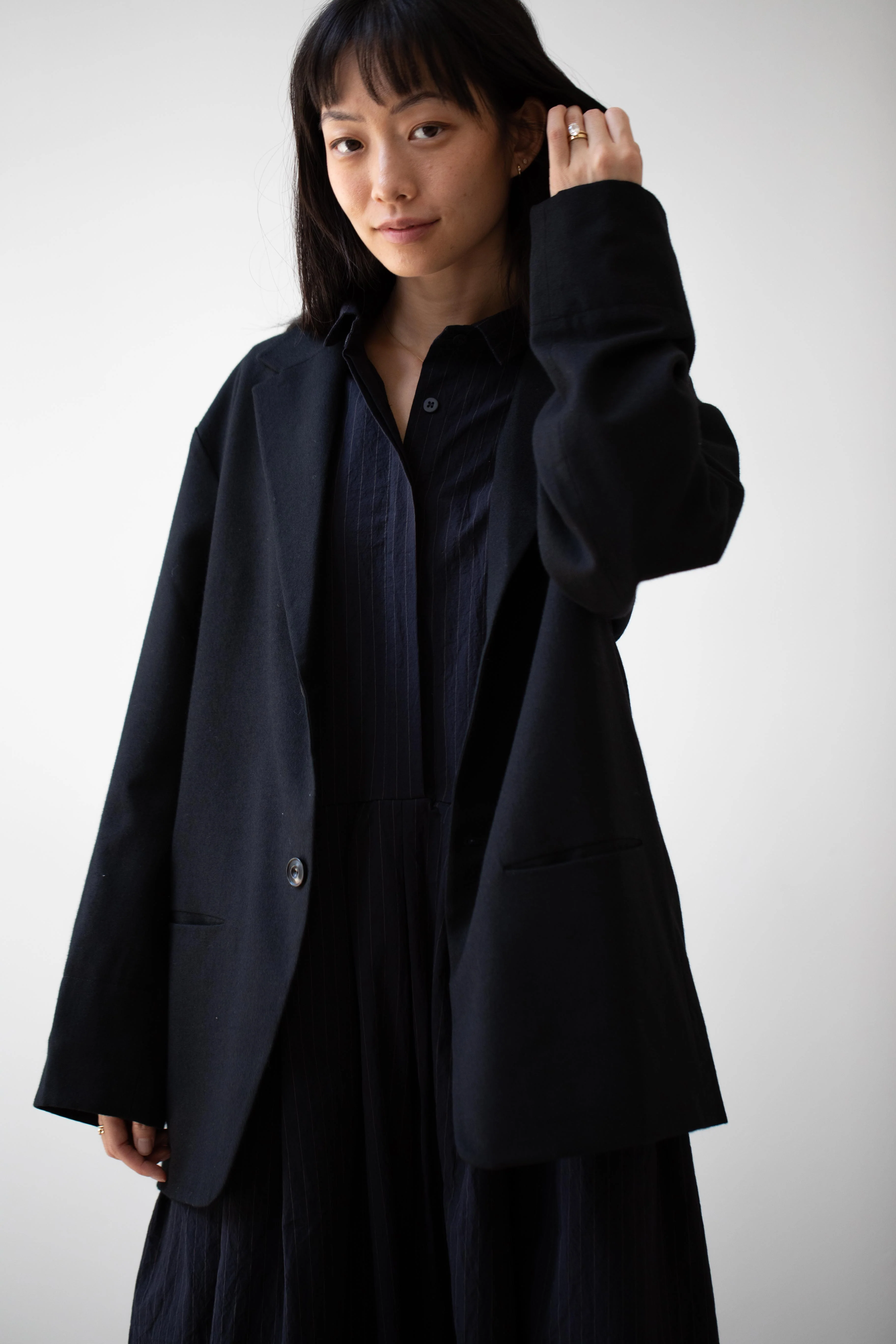 École De Curiosités | Edouard Jacket in Black Gaberdine Wool - Image 35