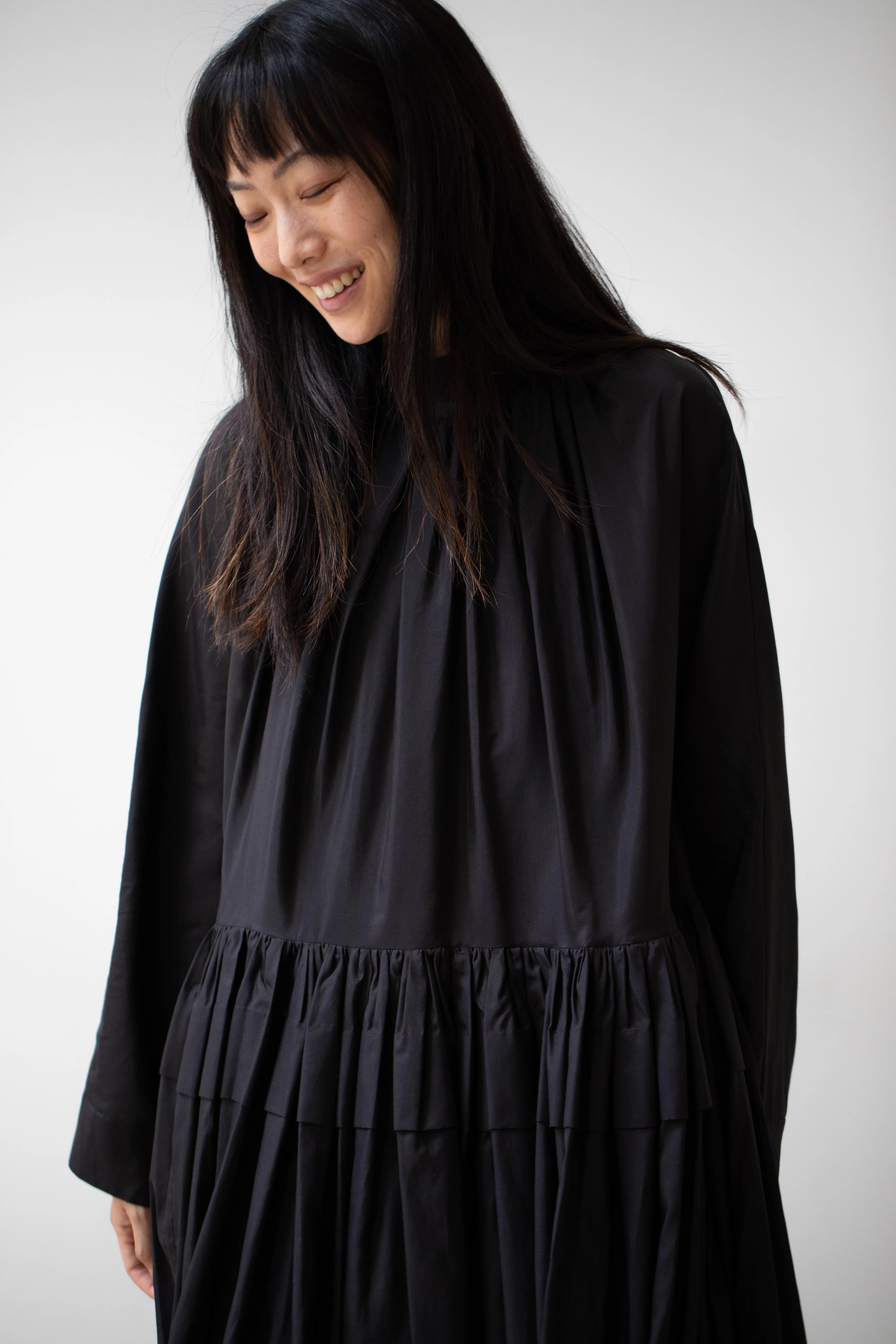 École De Curiosités | Marie Dress in Black Habotay Silk Cotton - Image 38
