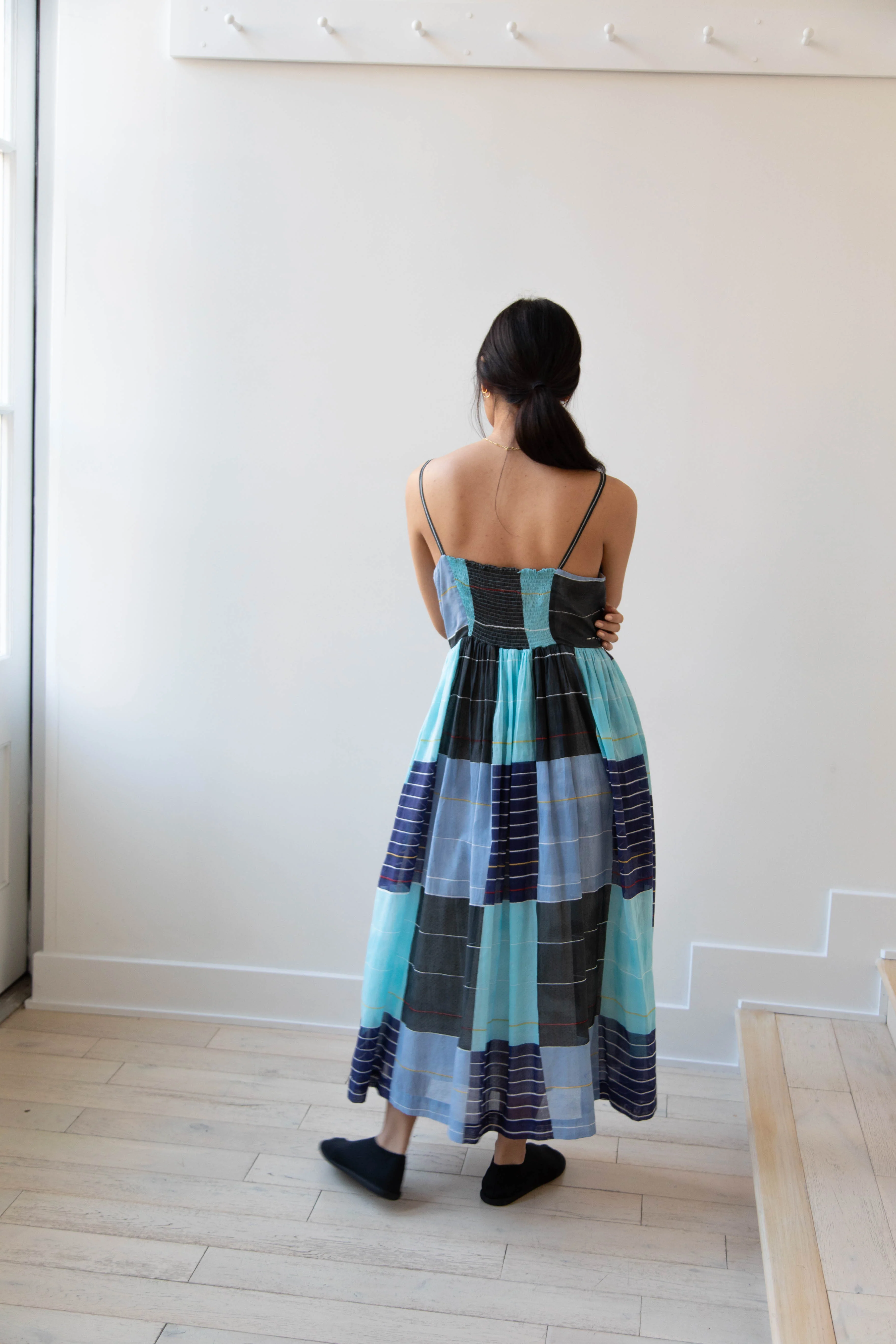 Eka | Caprice Dress in Checked Tonal Blue Cotton - Image 12