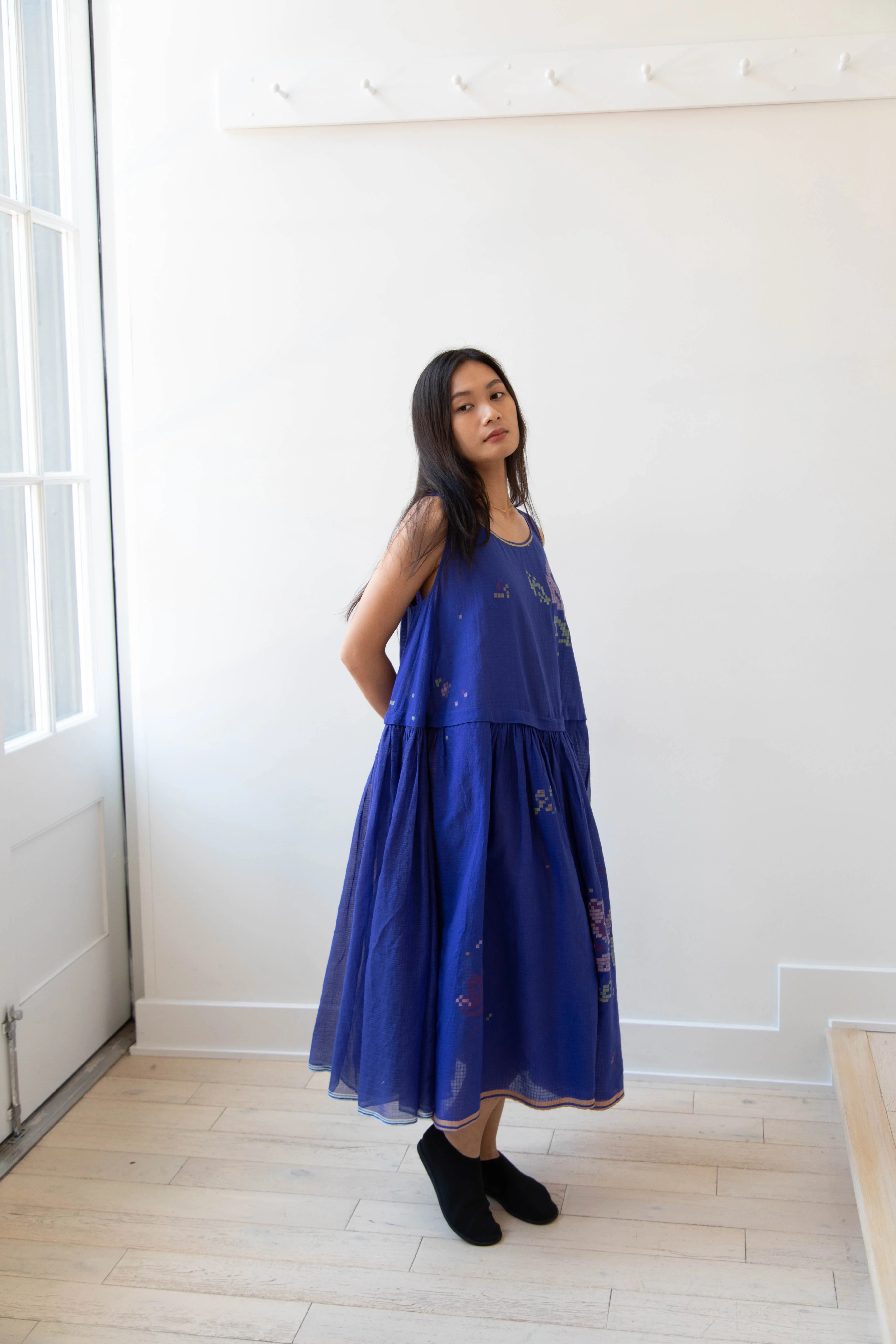 Eka | Kafka Dress in Indigo Jamdani Cotton - Image 12