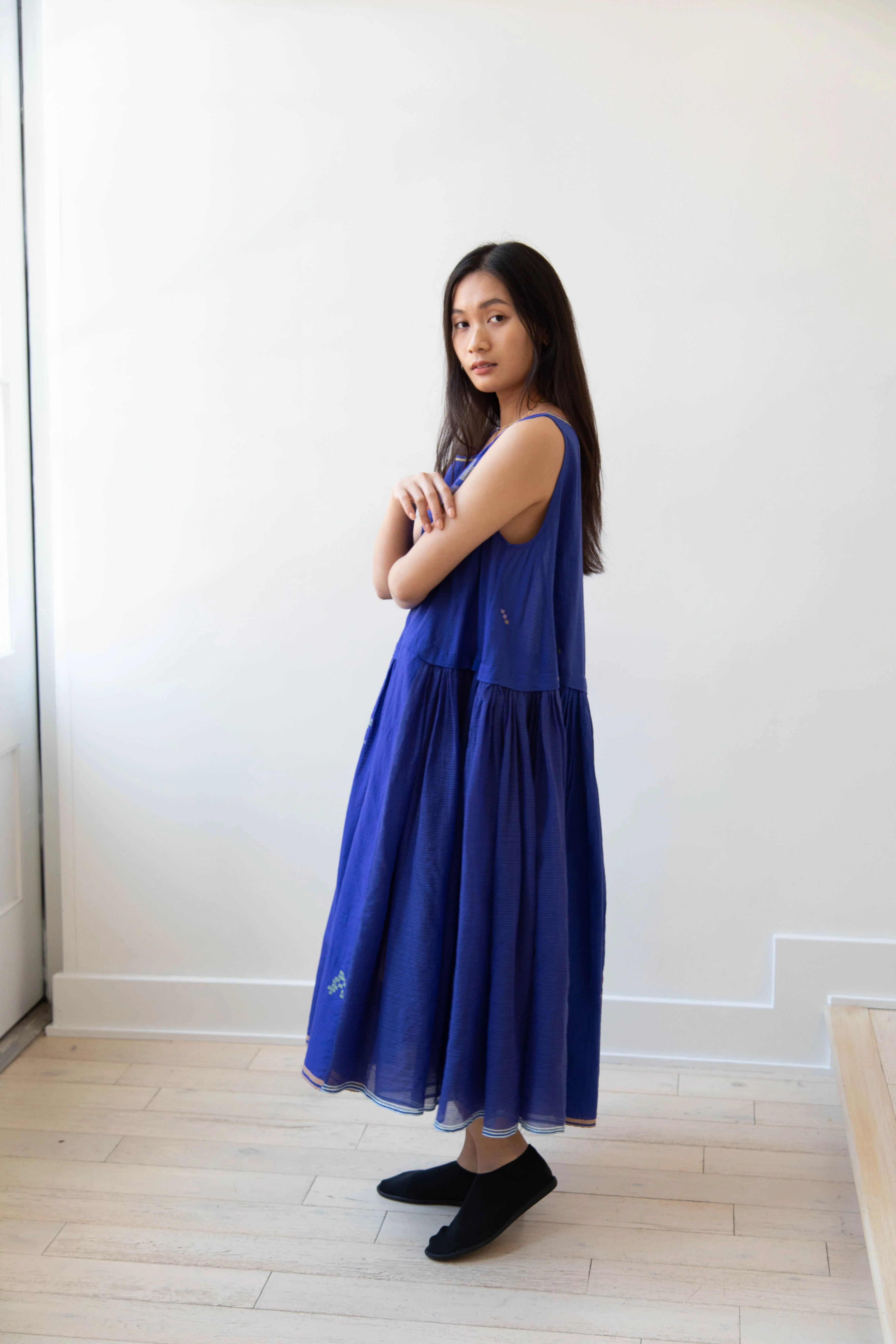Eka | Kafka Dress in Indigo Jamdani Cotton - Image 14