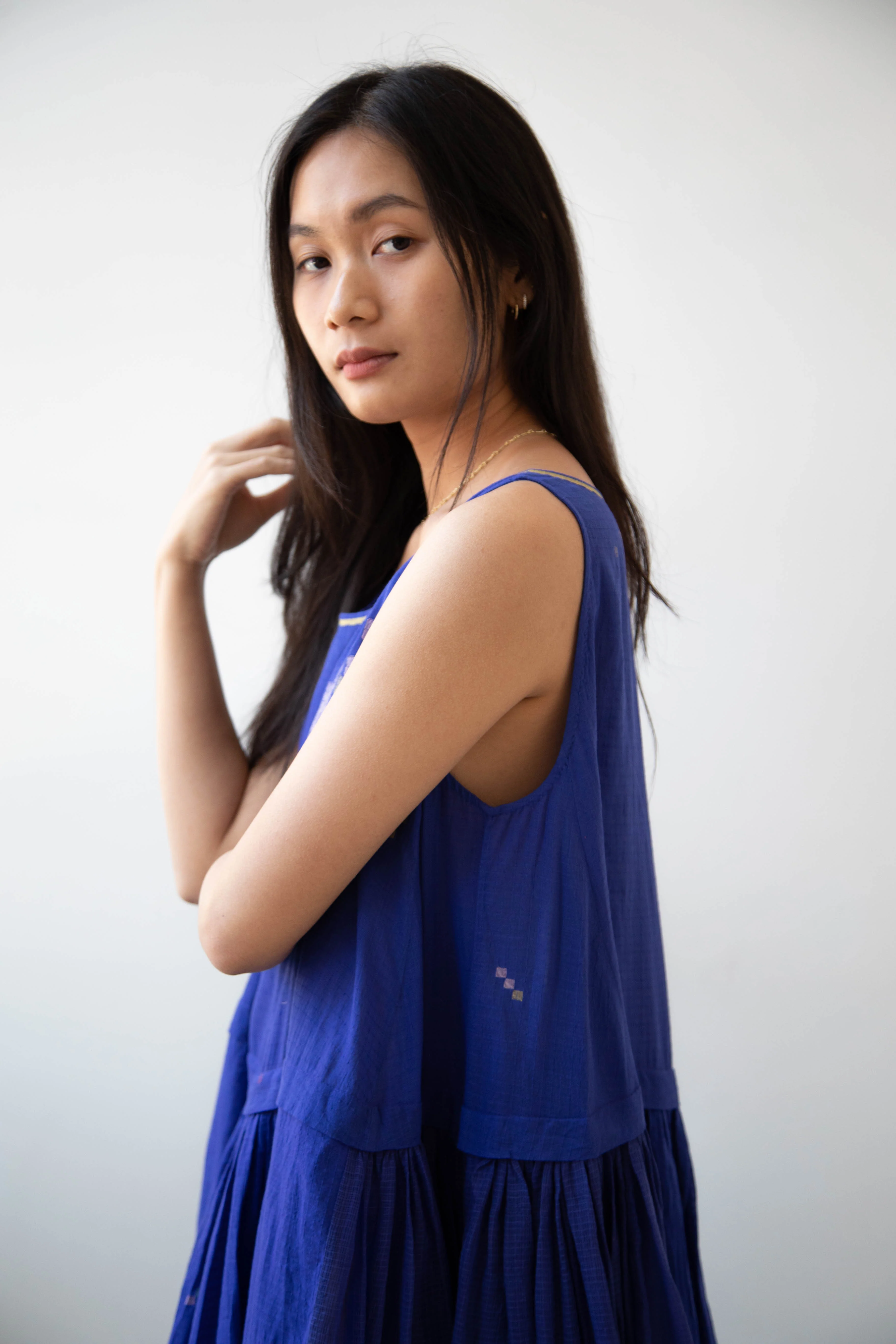Eka | Kafka Dress in Indigo Jamdani Cotton - Image 18