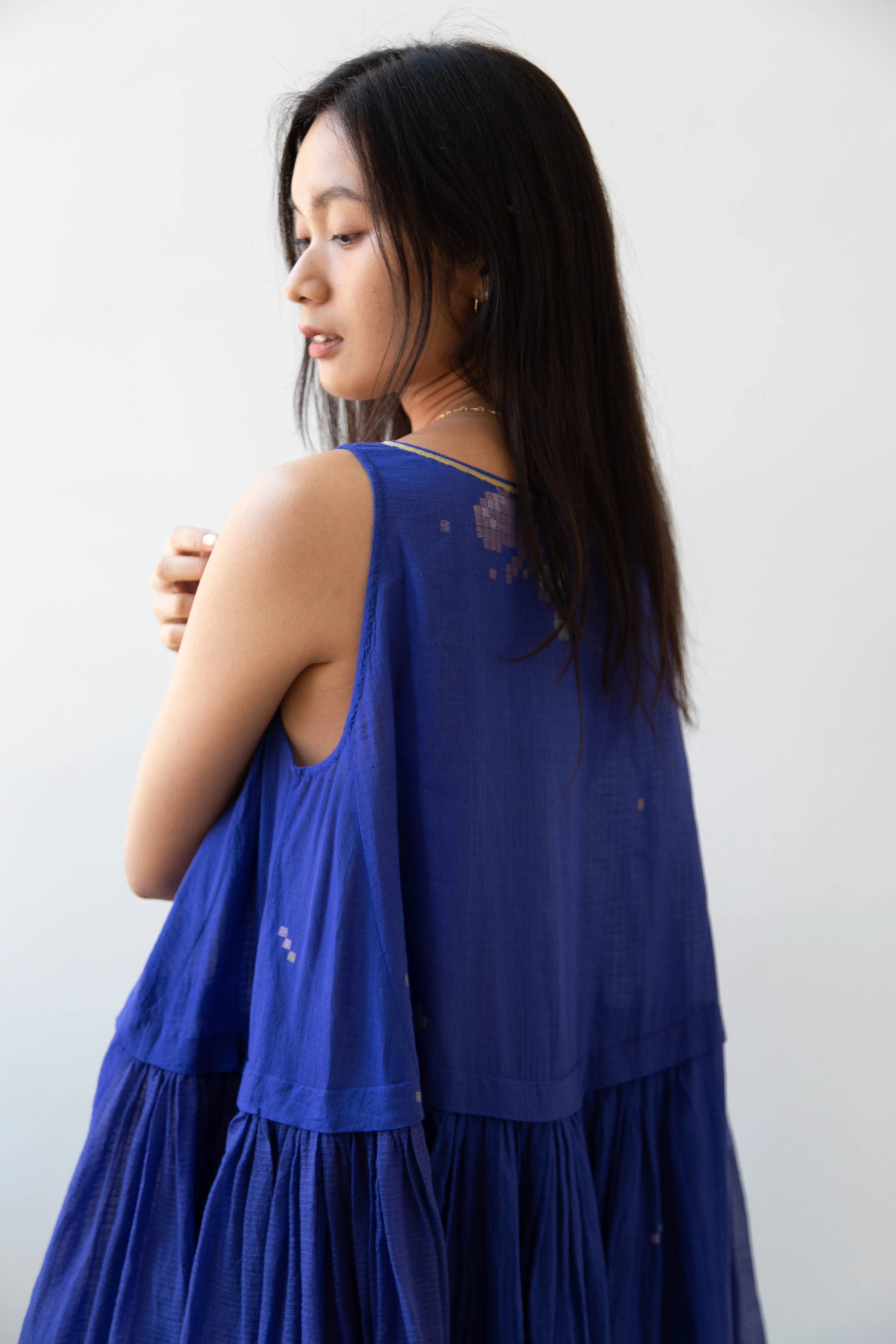 Eka | Kafka Dress in Indigo Jamdani Cotton - Image 19