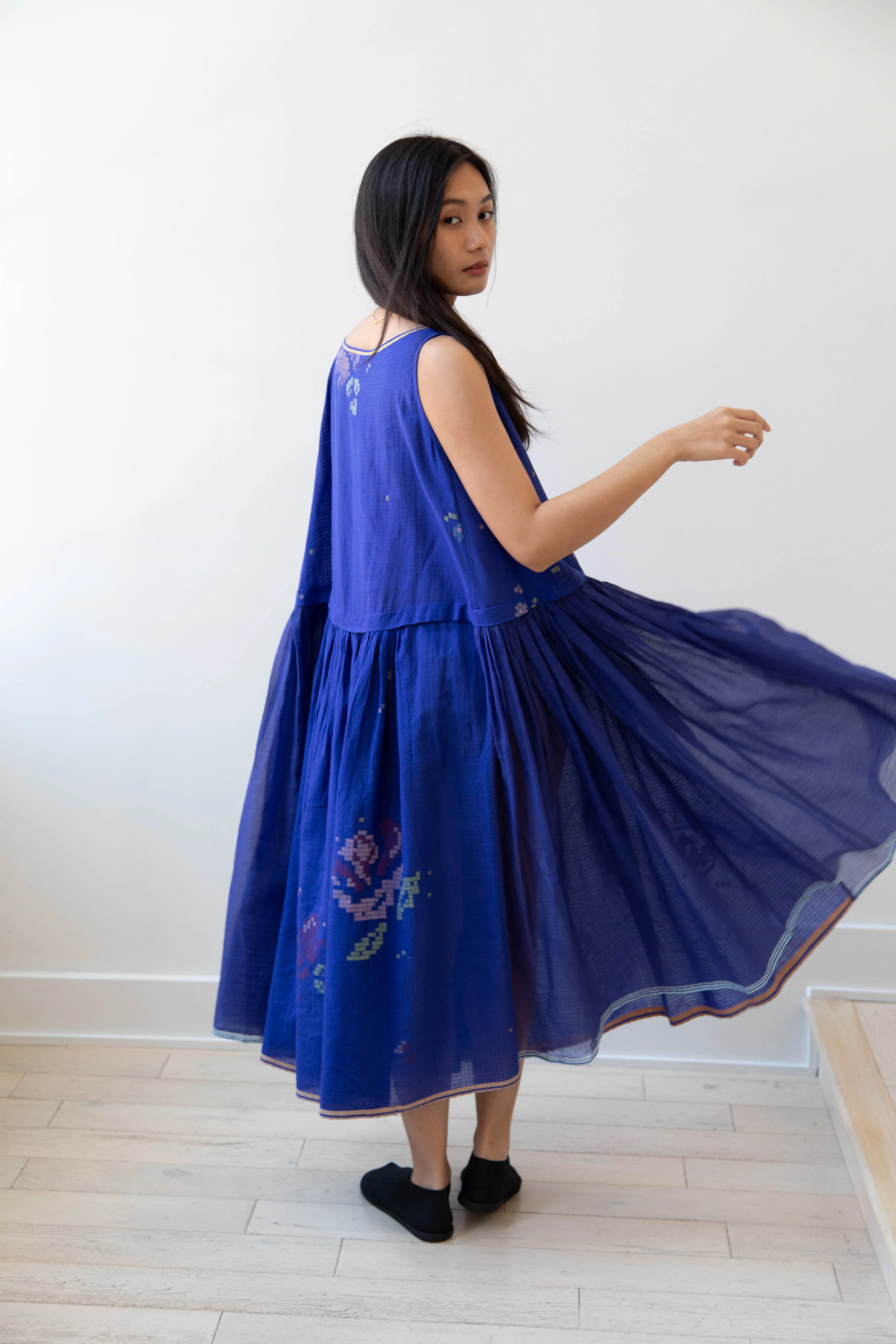 Eka | Kafka Dress in Indigo Jamdani Cotton - Image 23