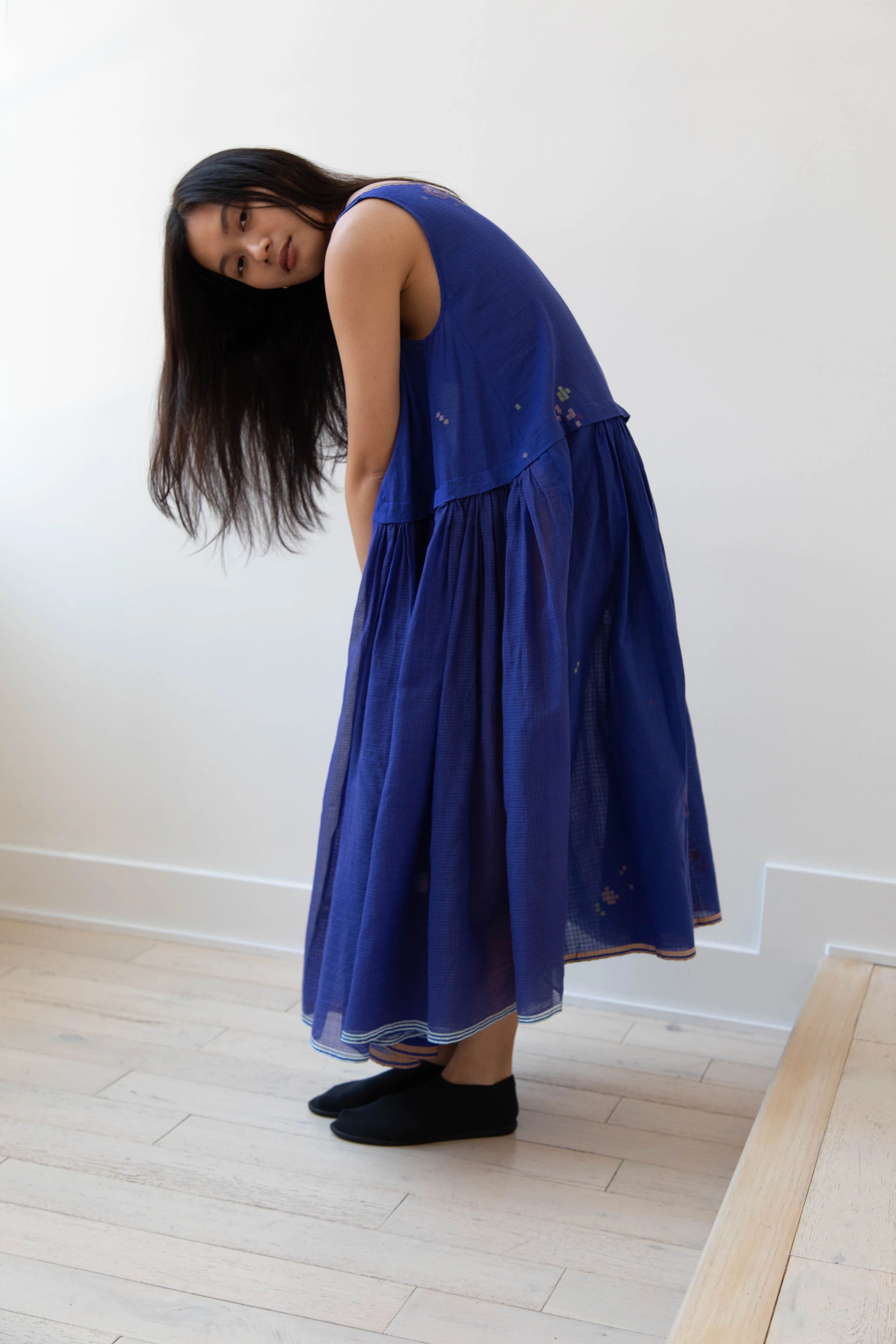 Eka | Kafka Dress in Indigo Jamdani Cotton - Image 3