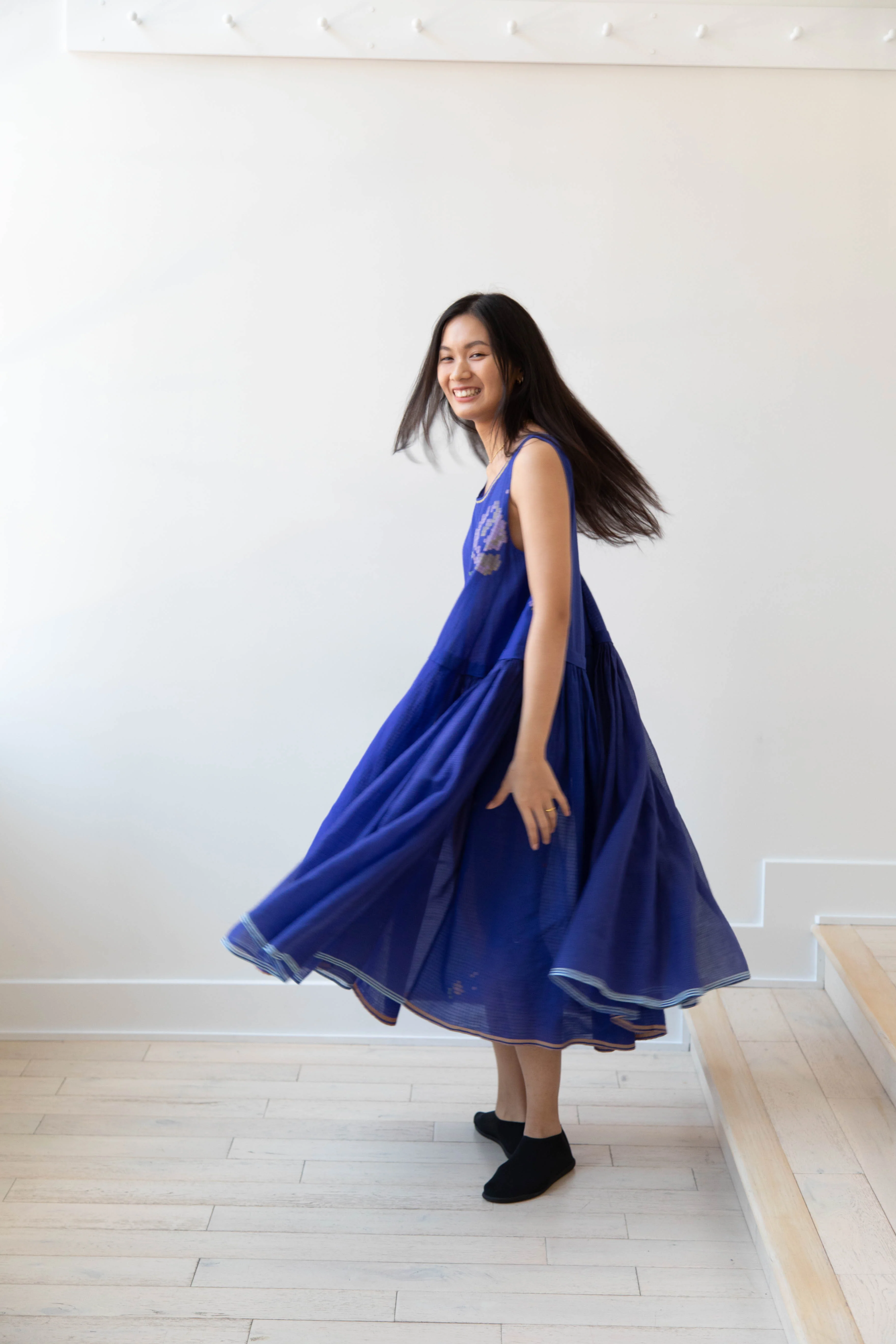 Eka | Kafka Dress in Indigo Jamdani Cotton - Image 5
