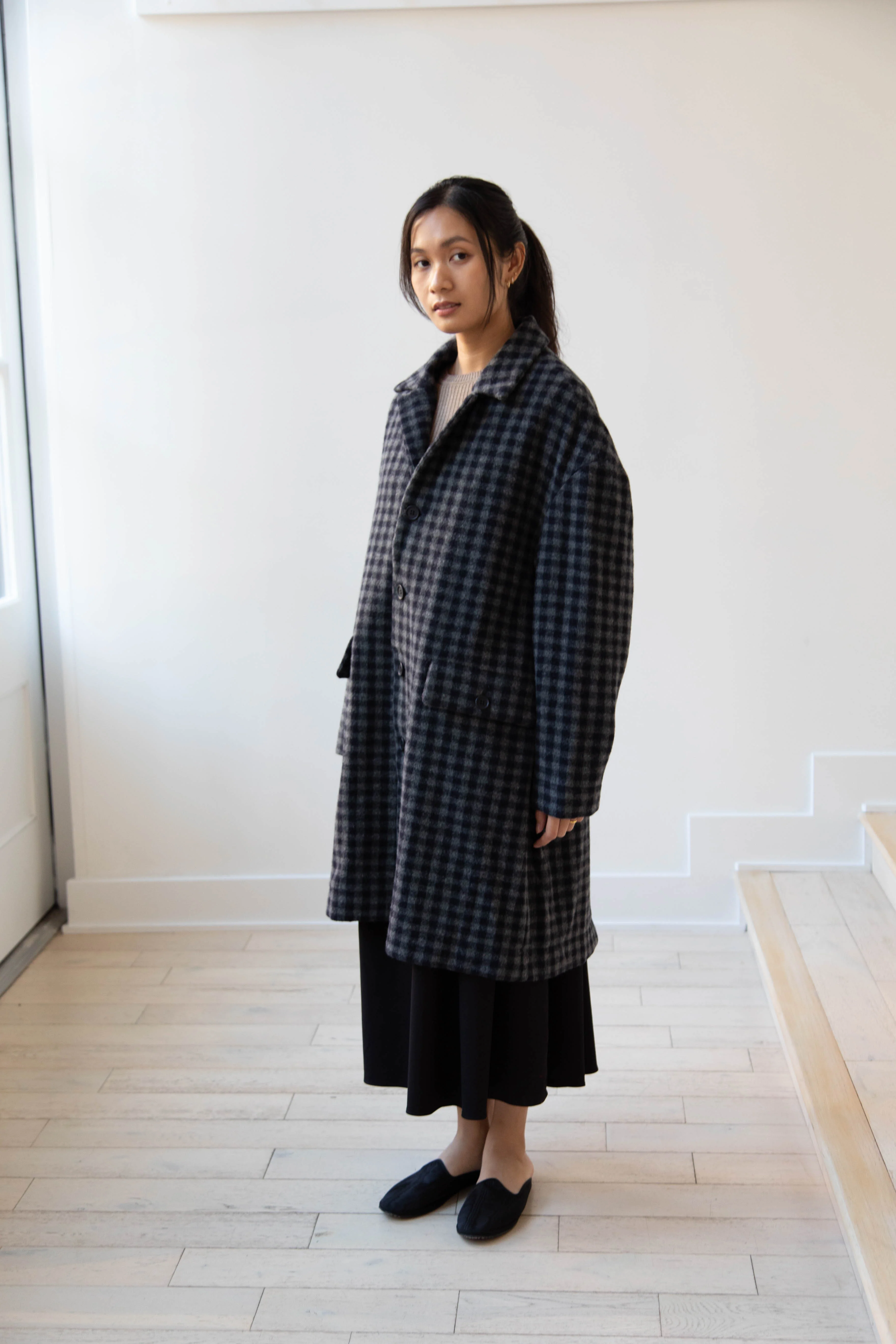 Evan Kinori | Big Coat in Brushed Cashmere Wool Check - Image 19