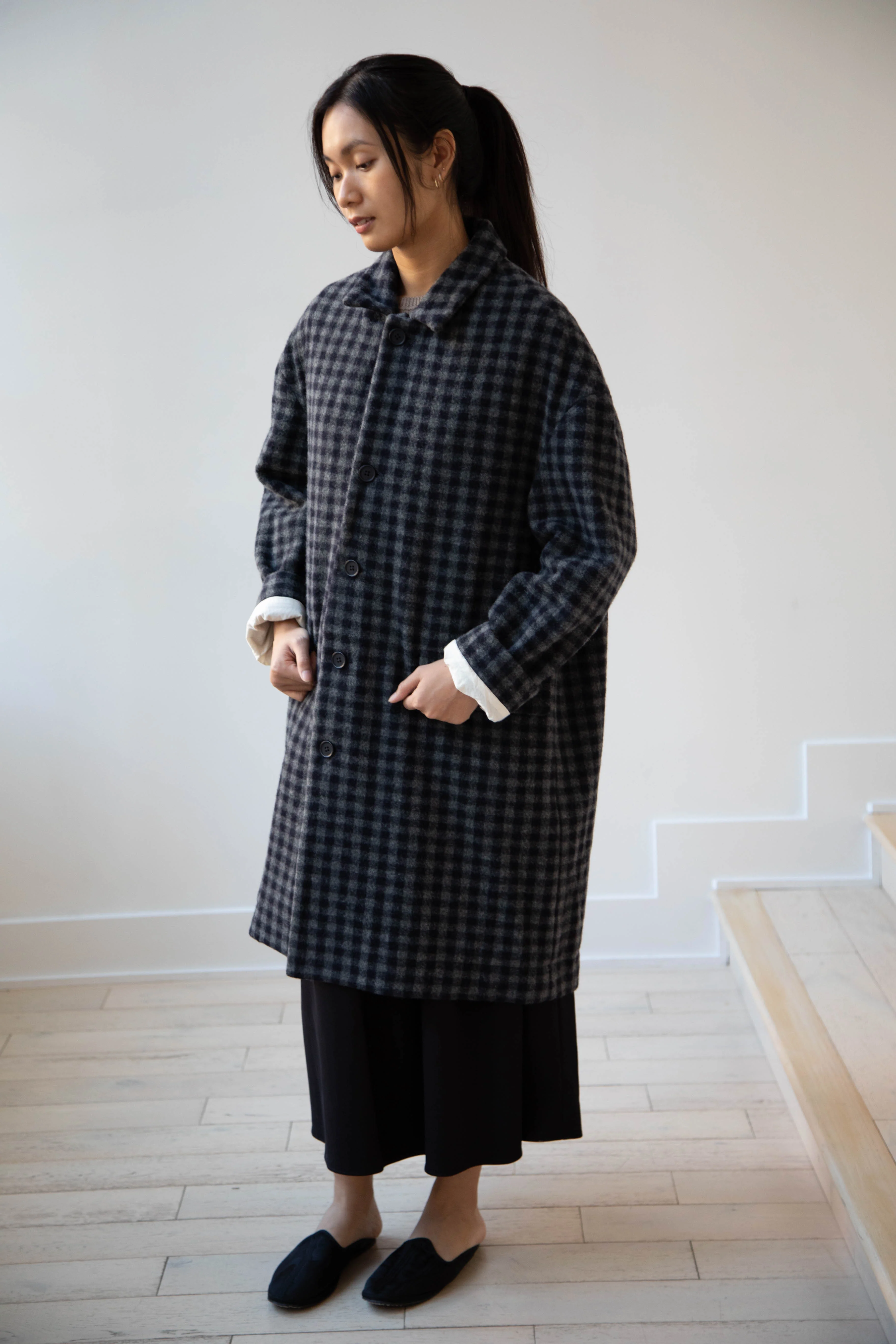 Evan Kinori | Big Coat in Brushed Cashmere Wool Check - Image 35
