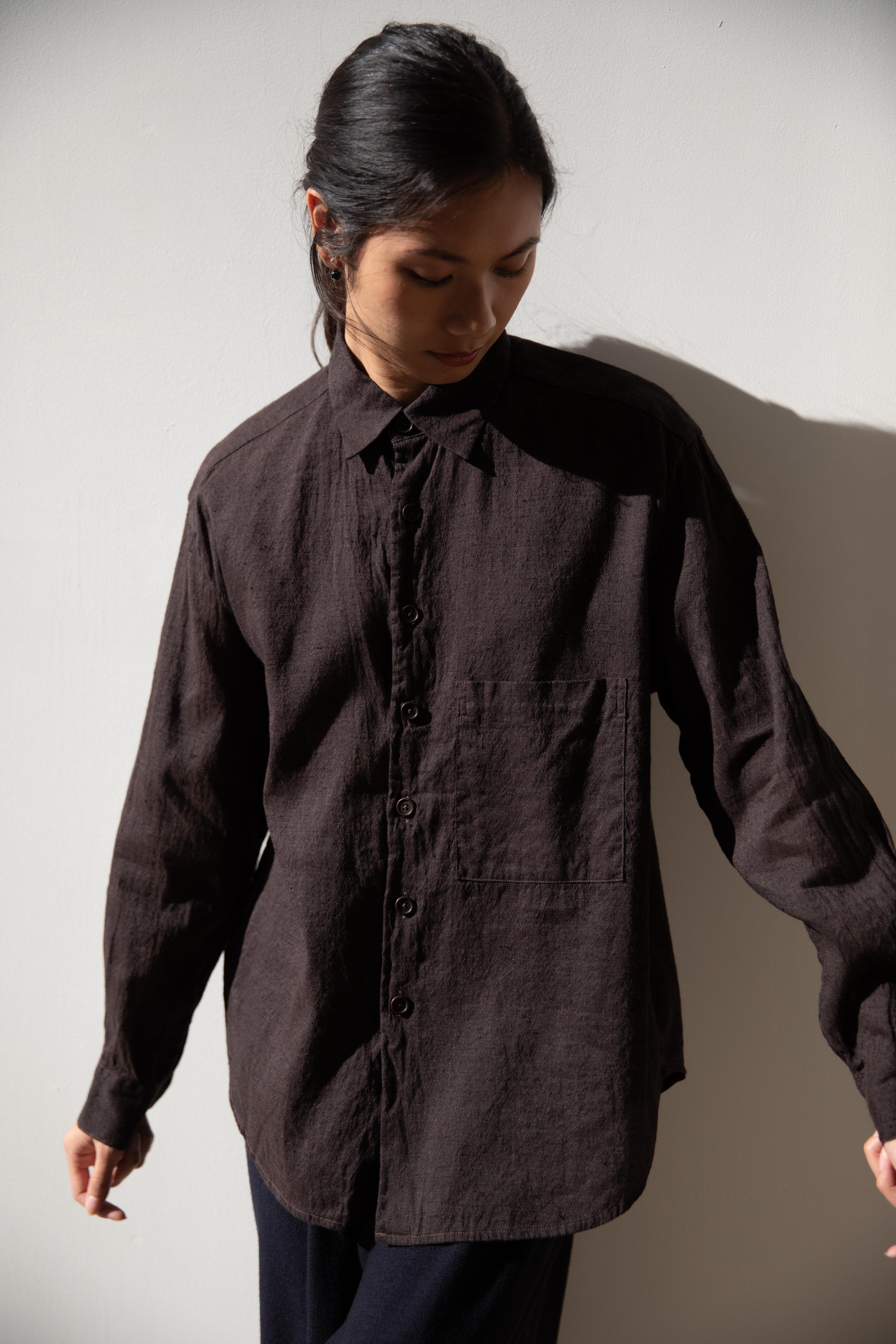 Evan Kinori | Big Shirt Two in Brown/Navy - Image 11