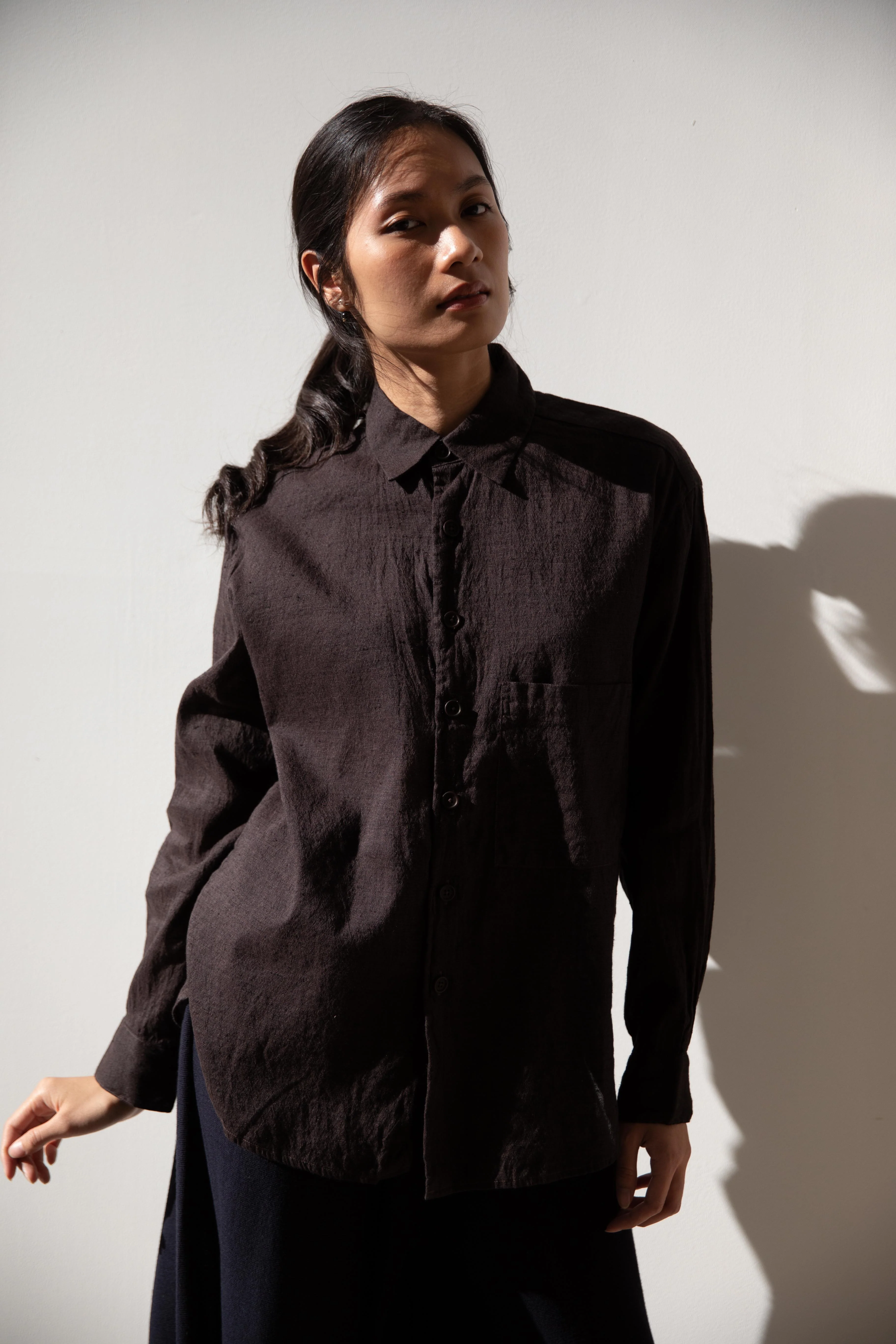 Evan Kinori | Big Shirt Two in Brown/Navy - Image 12