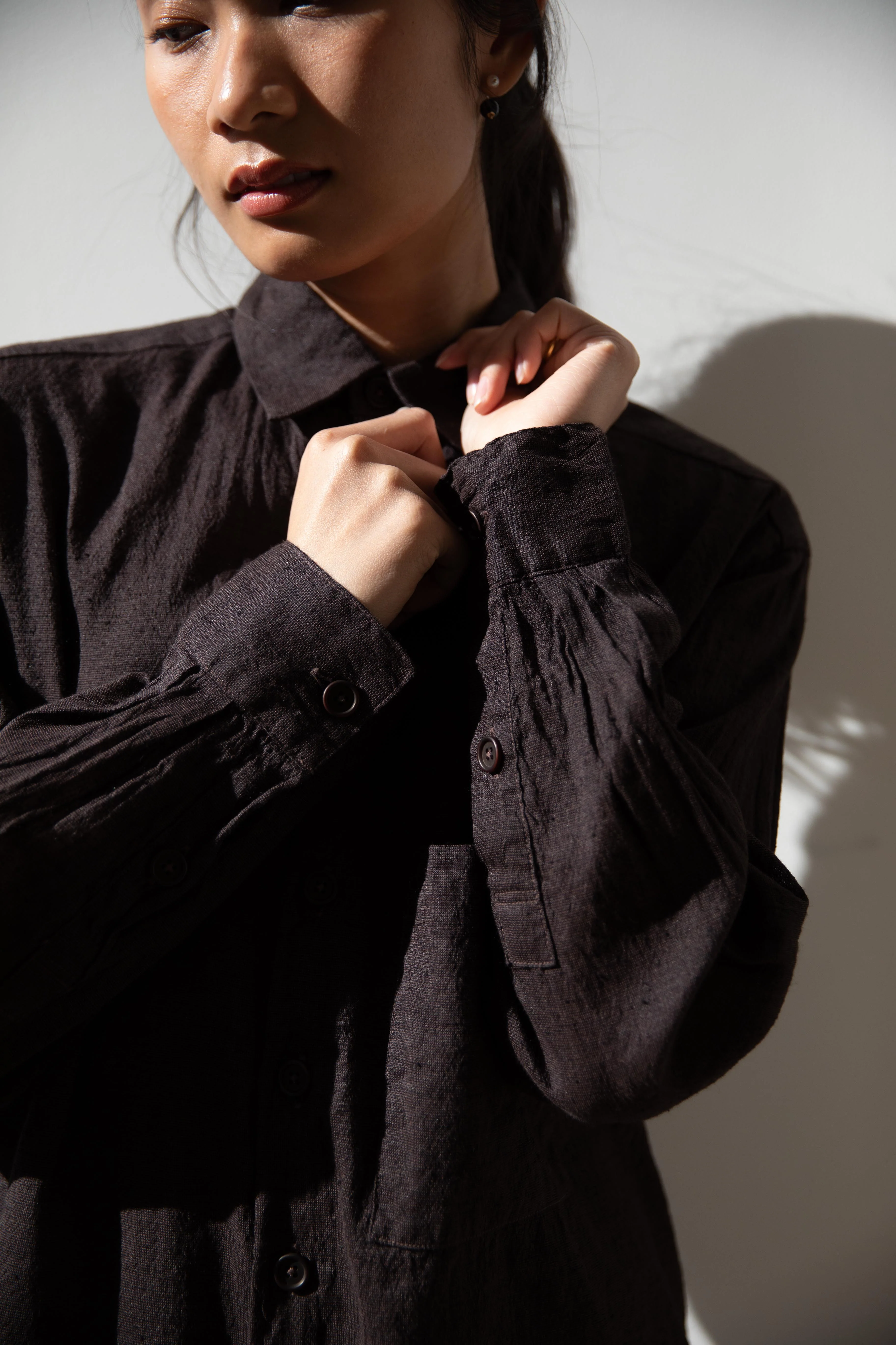 Evan Kinori | Big Shirt Two in Brown/Navy - Image 4