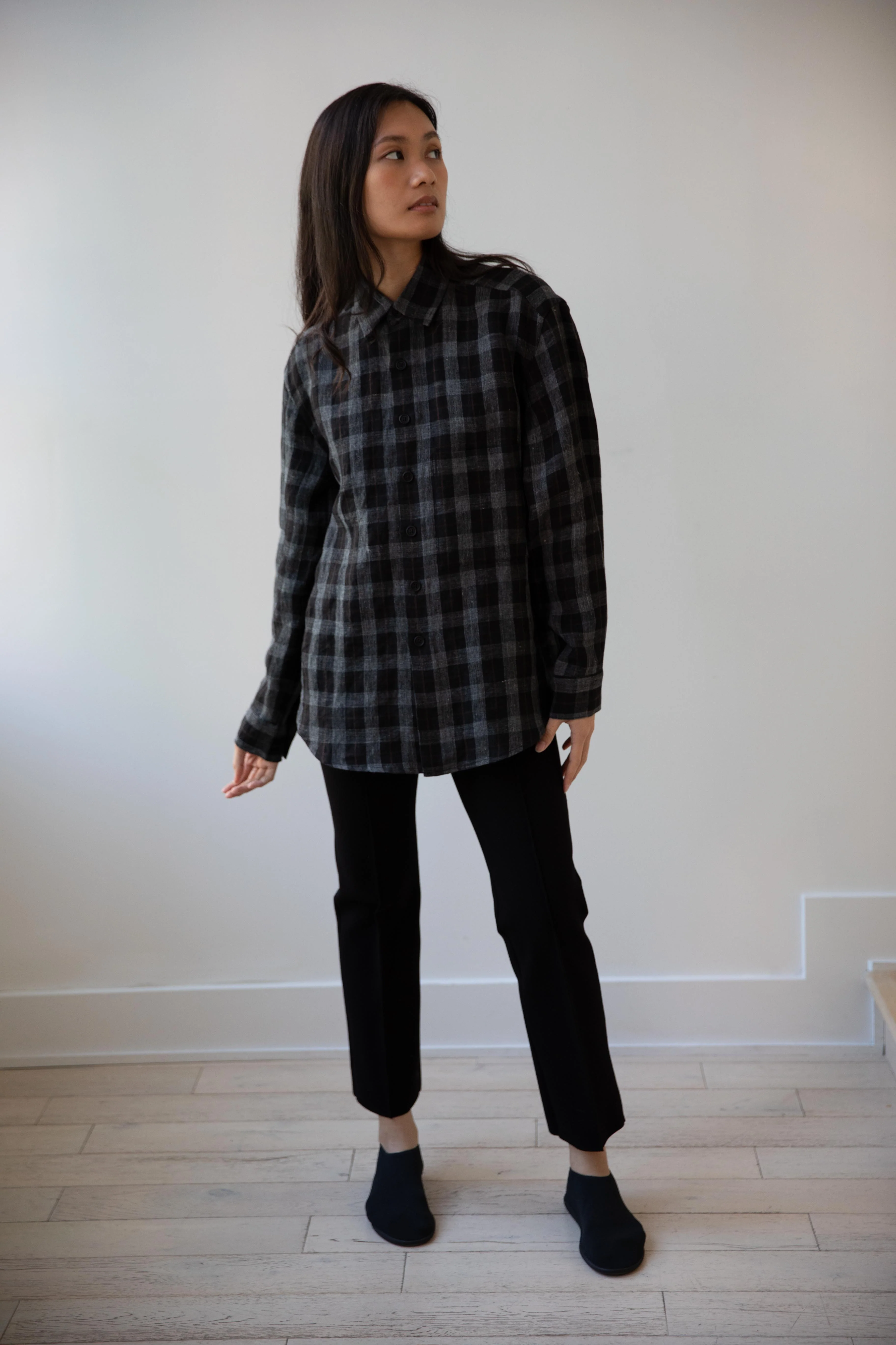 Evan Kinori | Big Shirt Two in Yarn Dyed Linen Check - Image 15