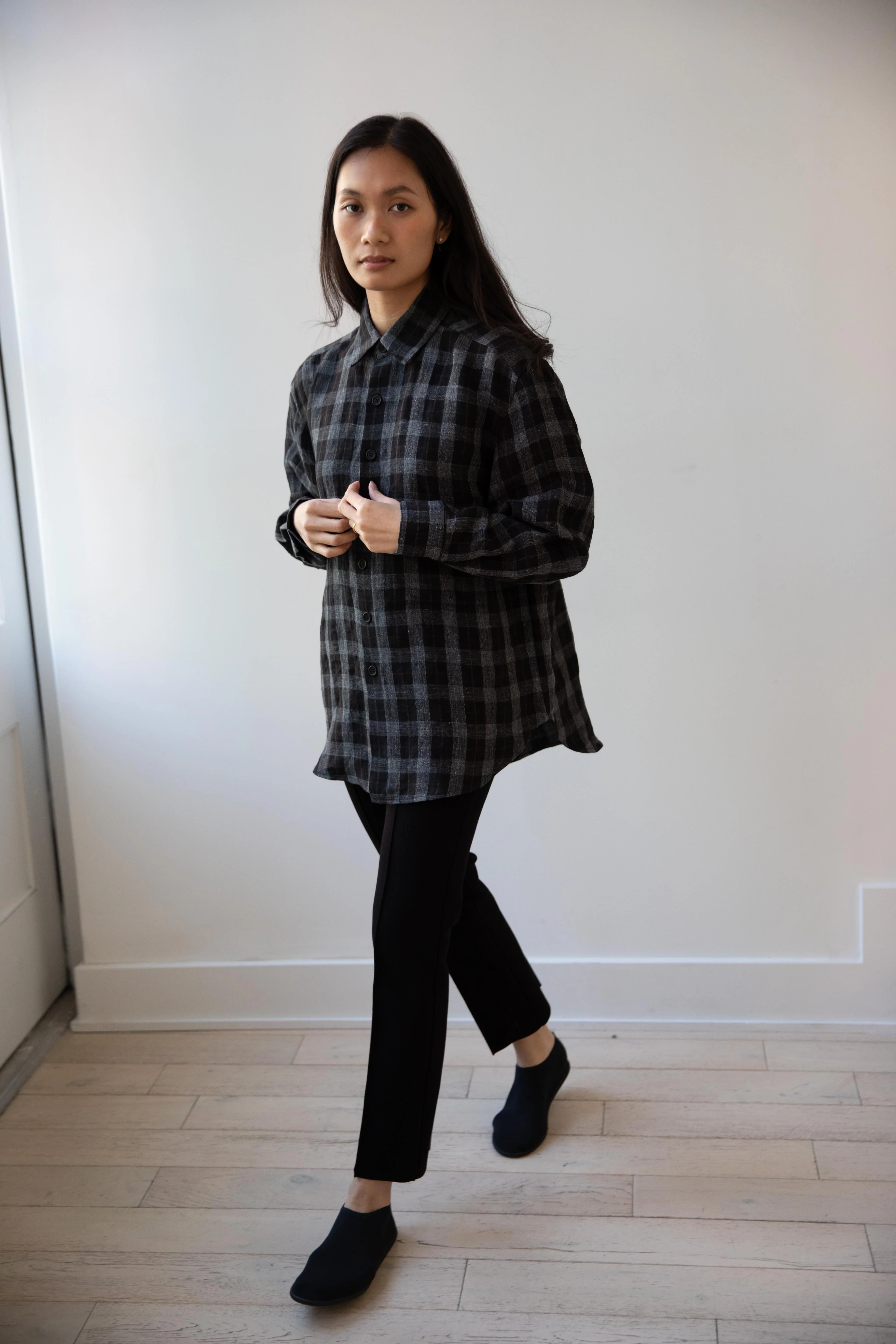 Evan Kinori | Big Shirt Two in Yarn Dyed Linen Check - Image 4