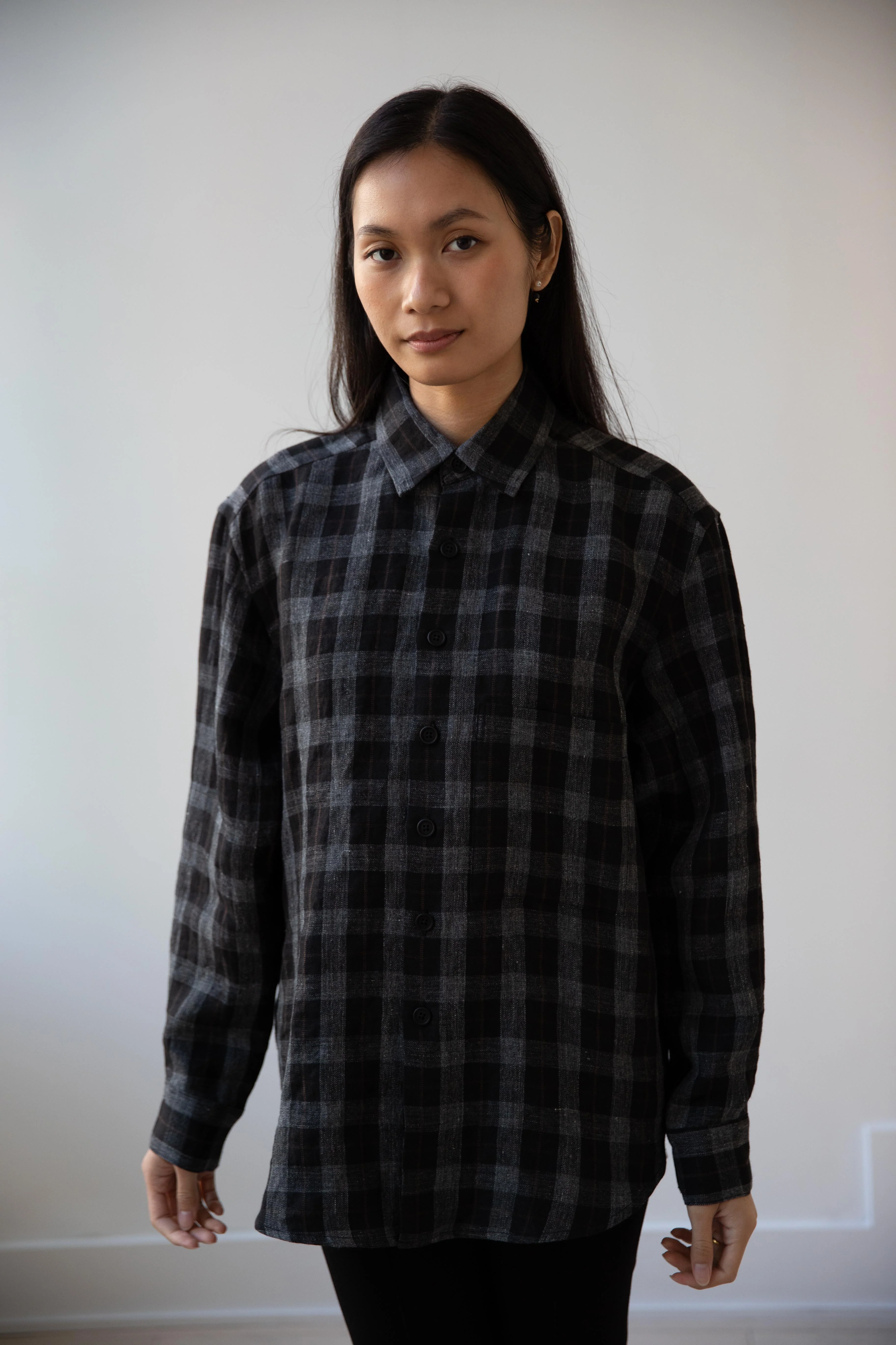 Evan Kinori | Big Shirt Two in Yarn Dyed Linen Check - Image 6