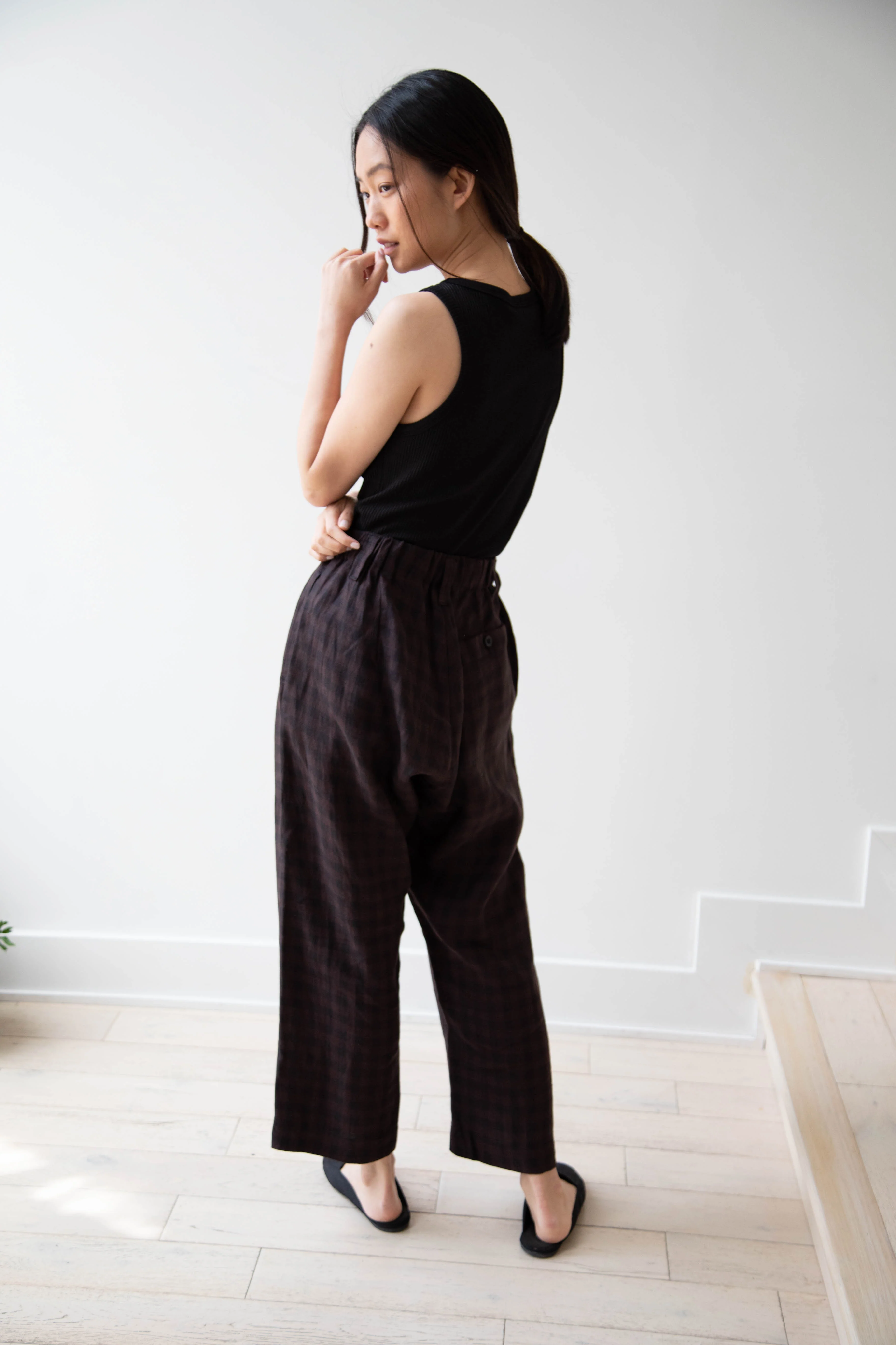 Evan Kinori Elastic Pants in Check - Image 14